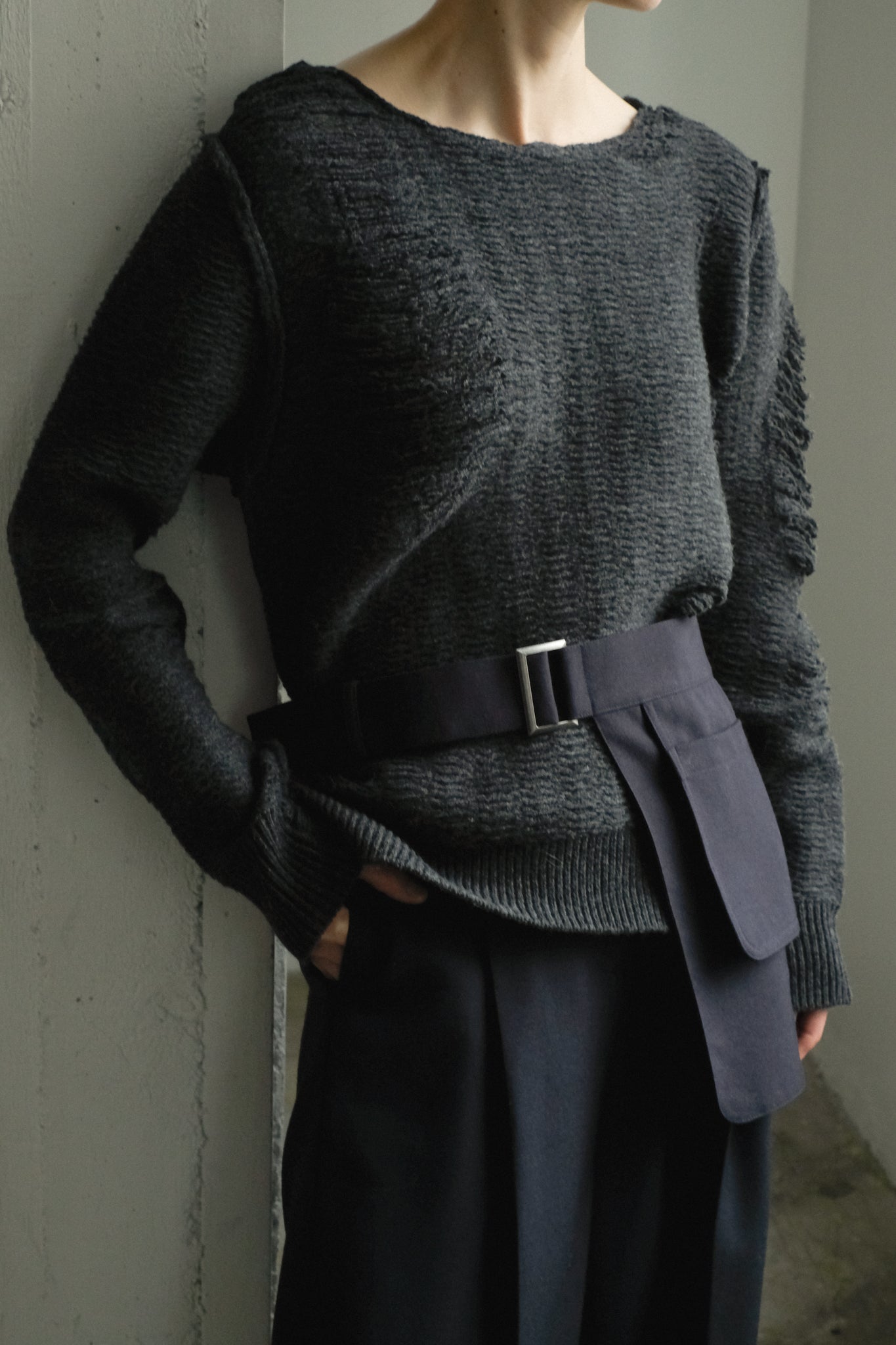 Waist Bag Belt Center Crease Slacks (ls44464P)