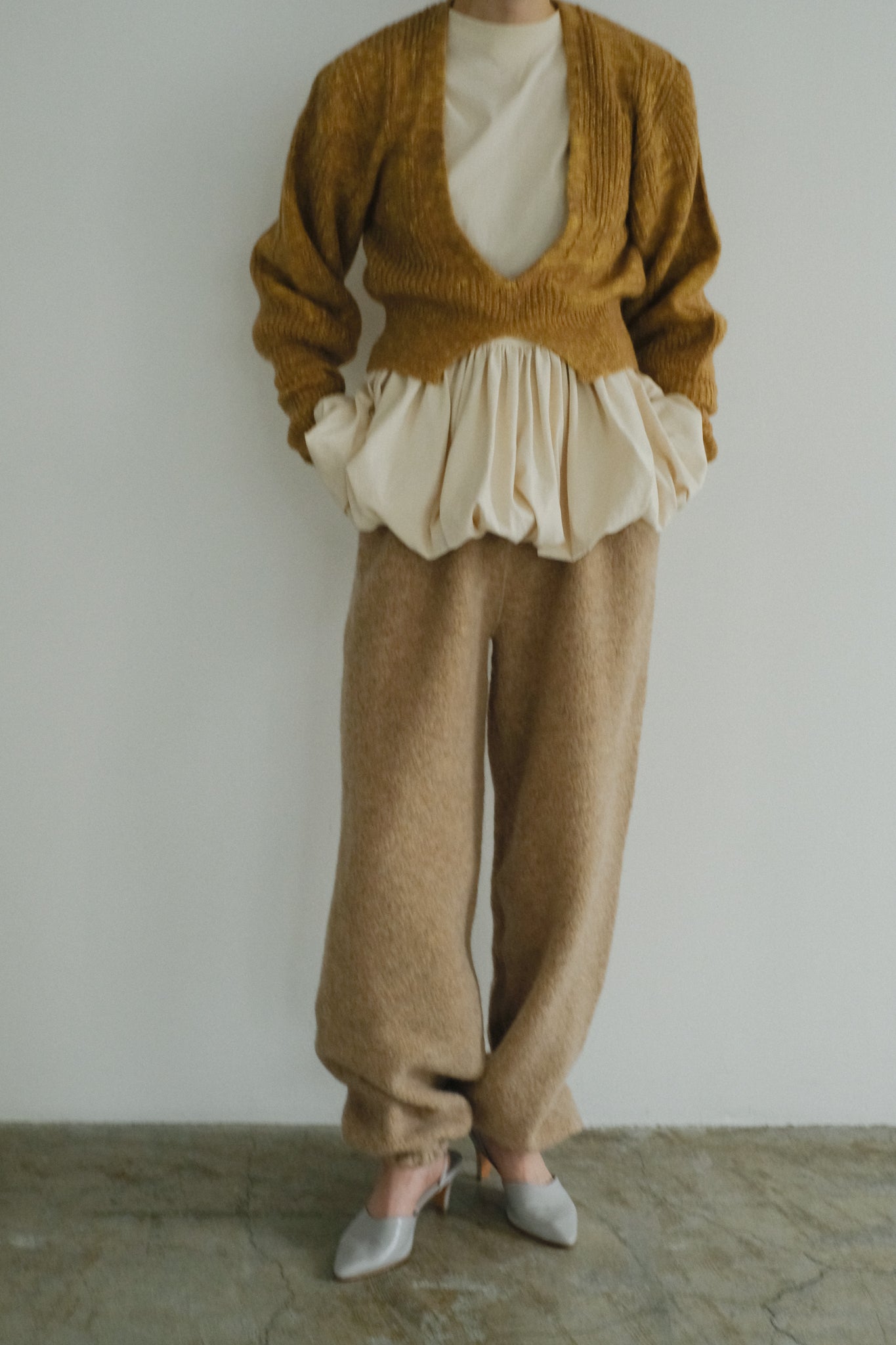 Balloon Hem Switching Tops (ls44465T)