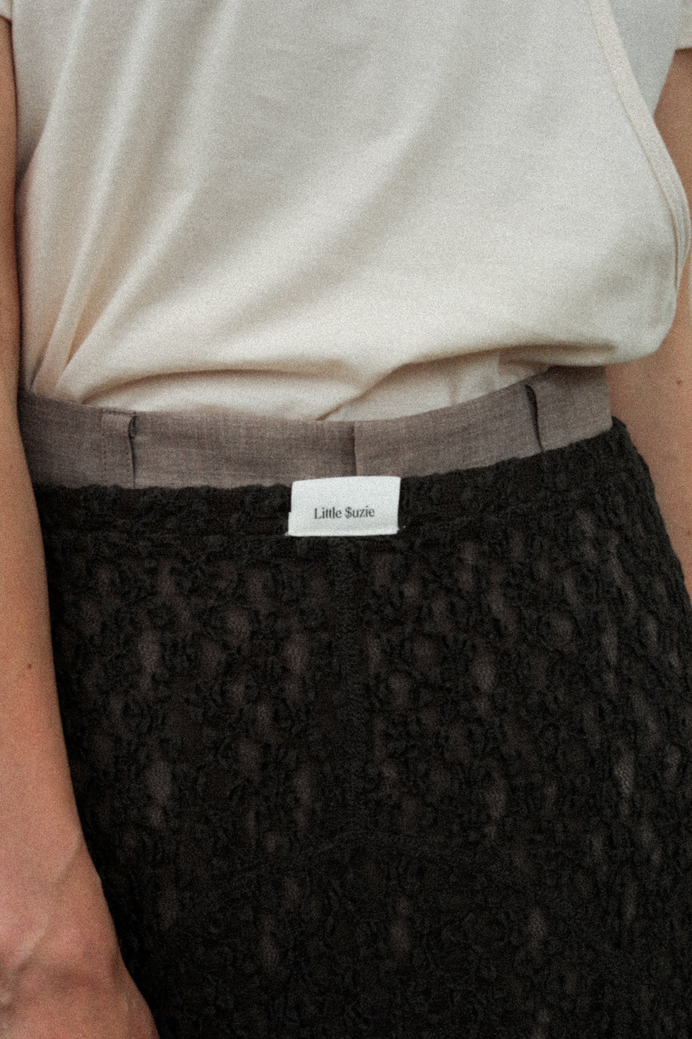 Organic Shrink Lace Panel Skirt (ls44466S)