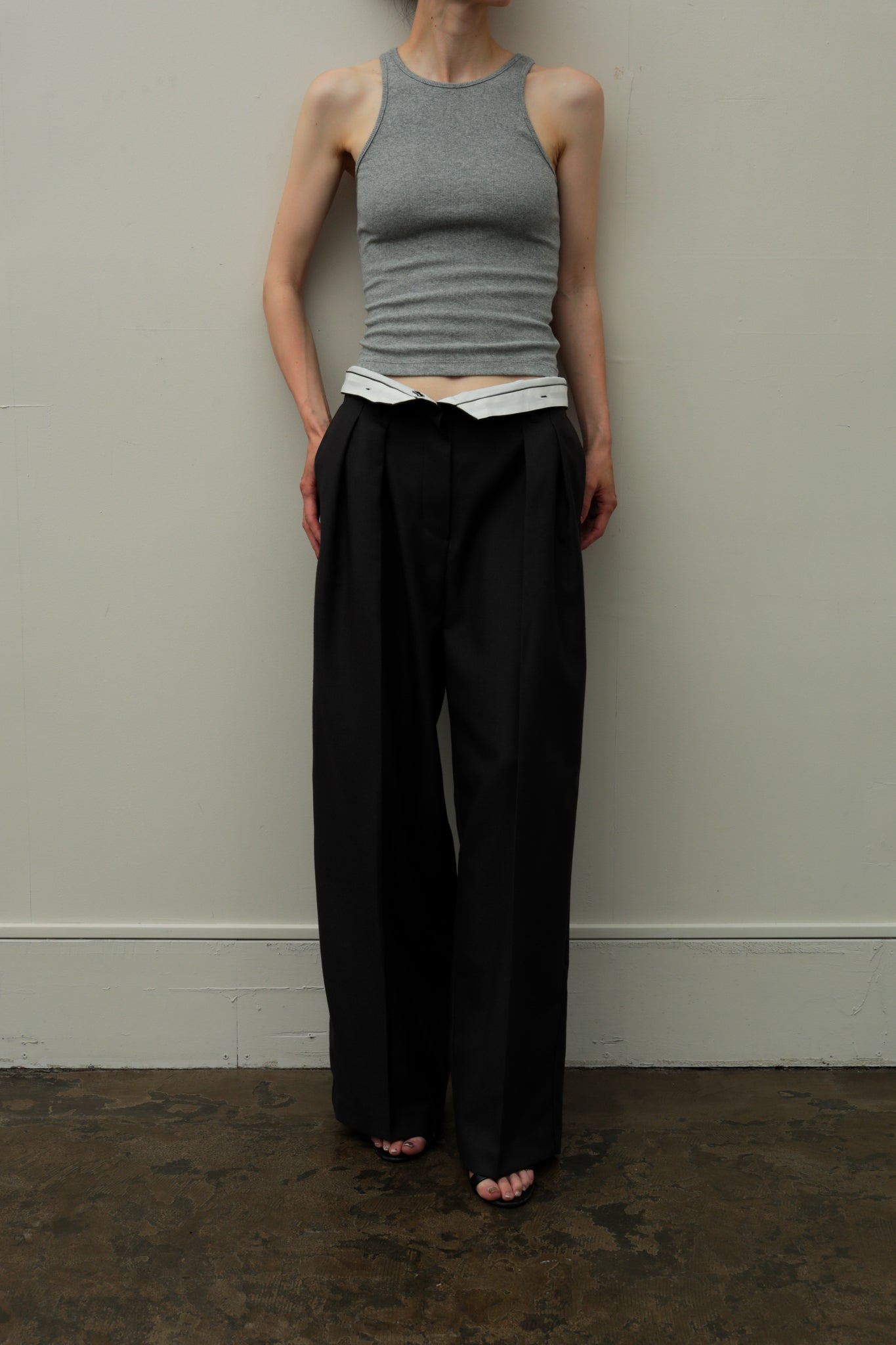 Back Open American Sleeves Rib Tank(ls42502T)