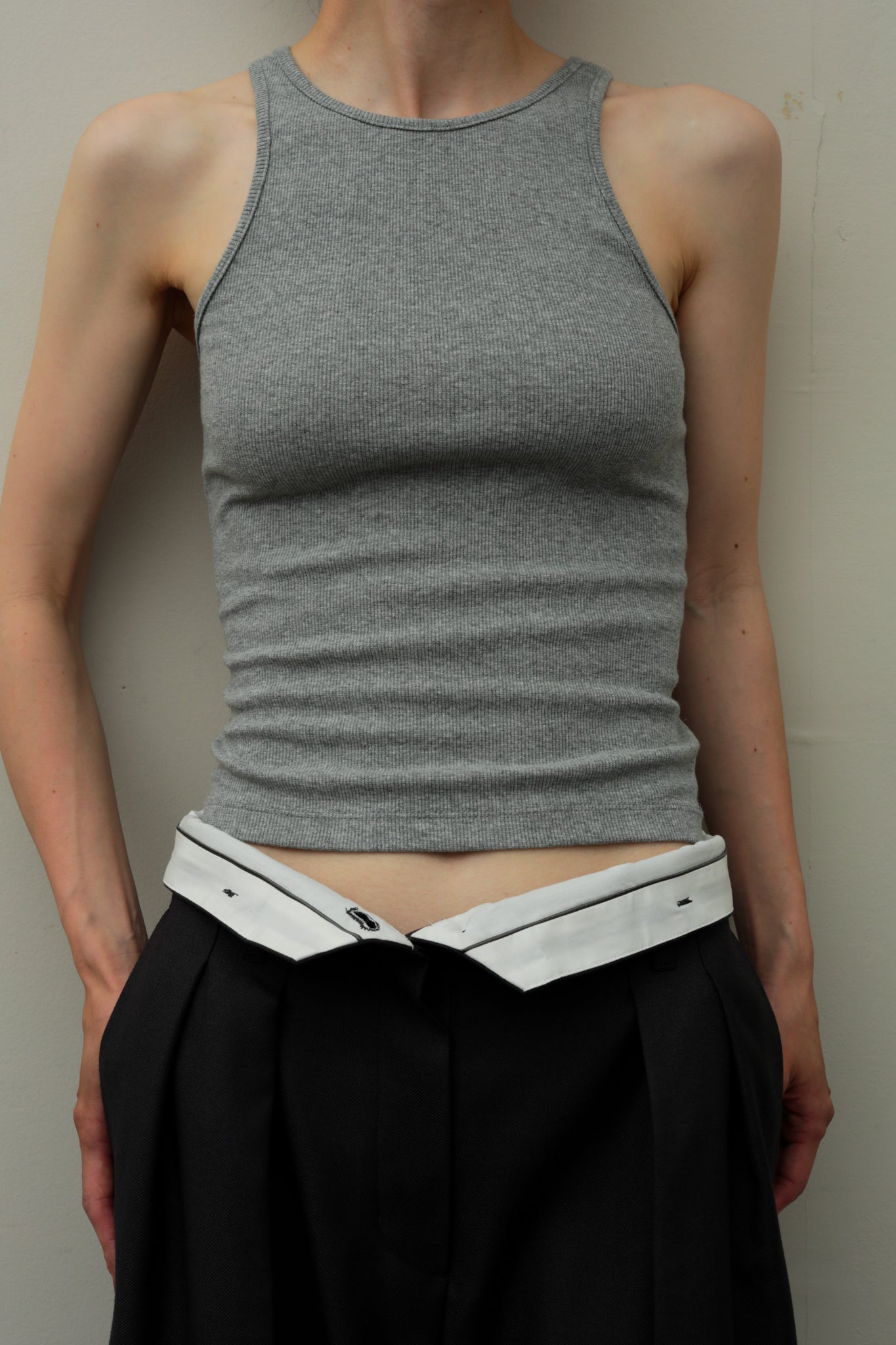 Back Open American Sleeves Rib Tank(ls42502T)