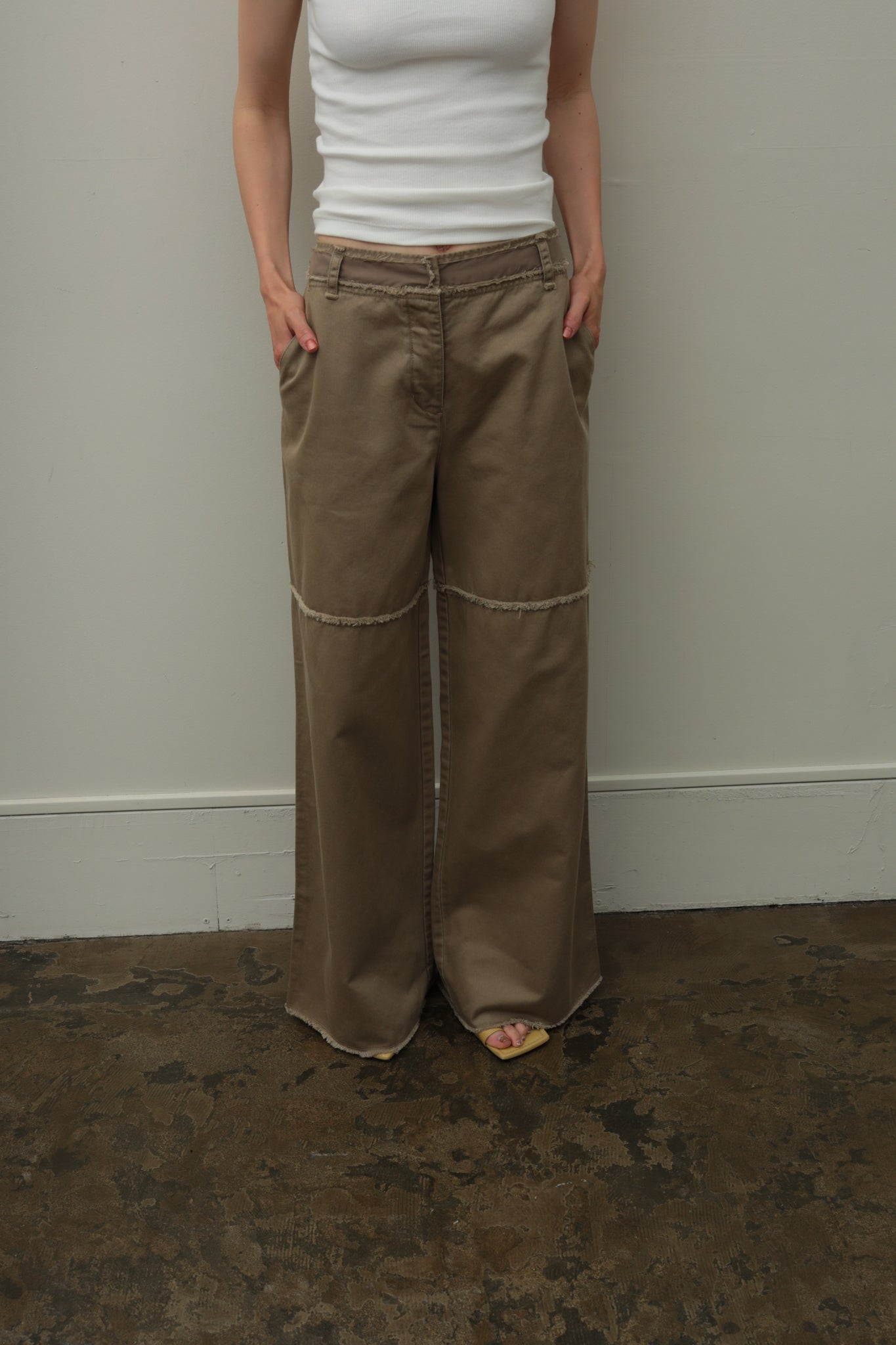 Cotton Dyed Twill Knee Switching Chinos (ls44487P)