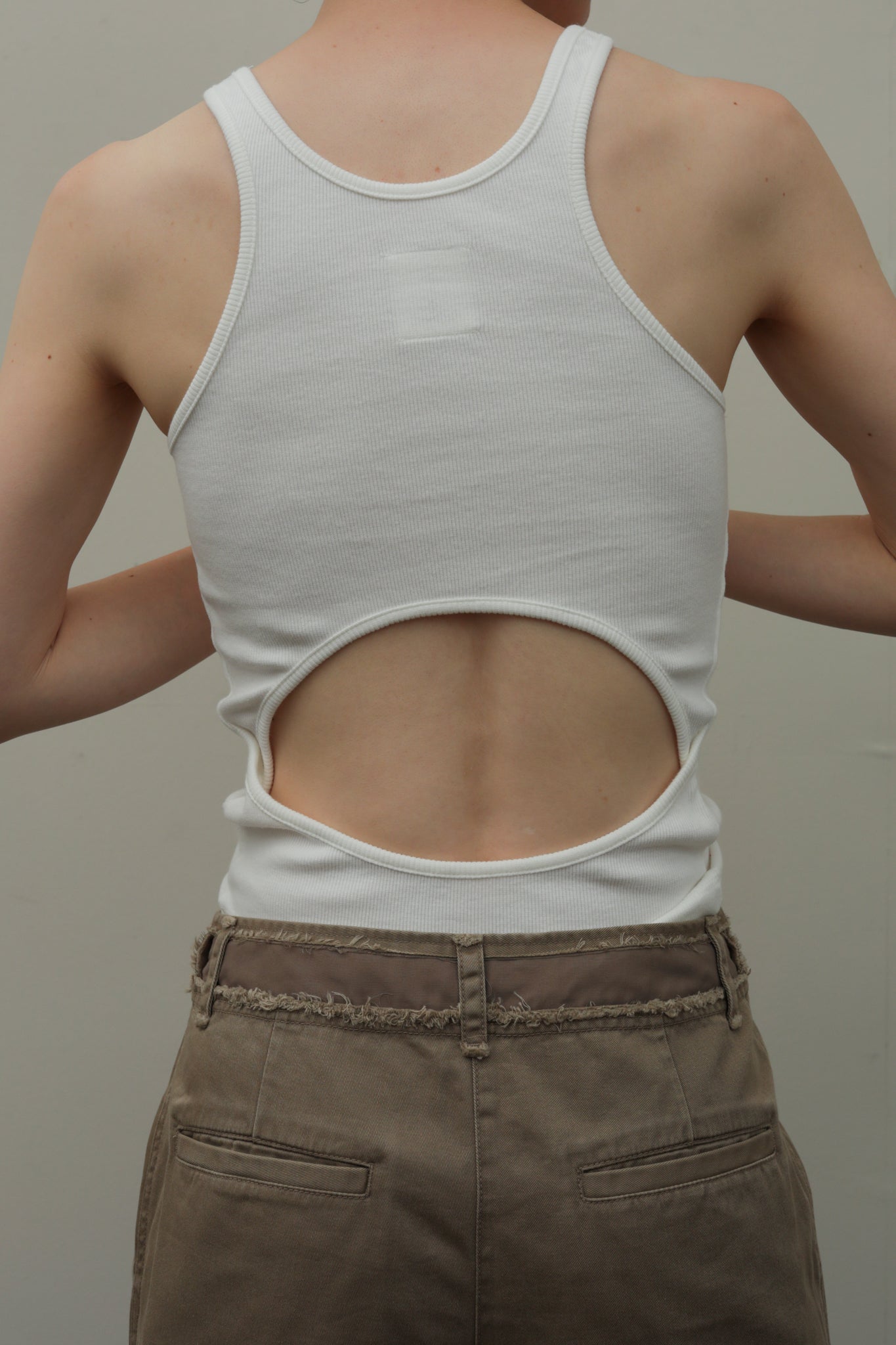 Back Open American Sleeves Rib Tank(ls42502T)