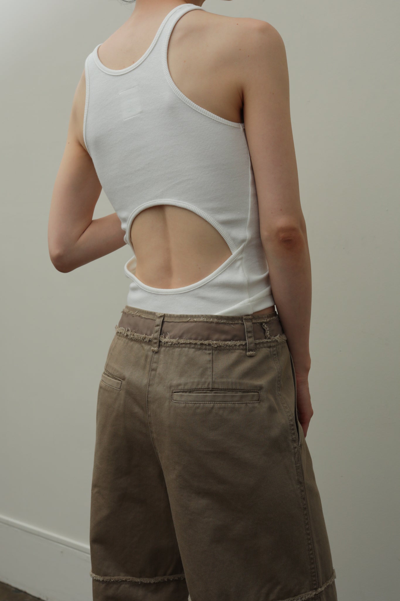 Back Open American Sleeves Rib Tank(ls42502T)