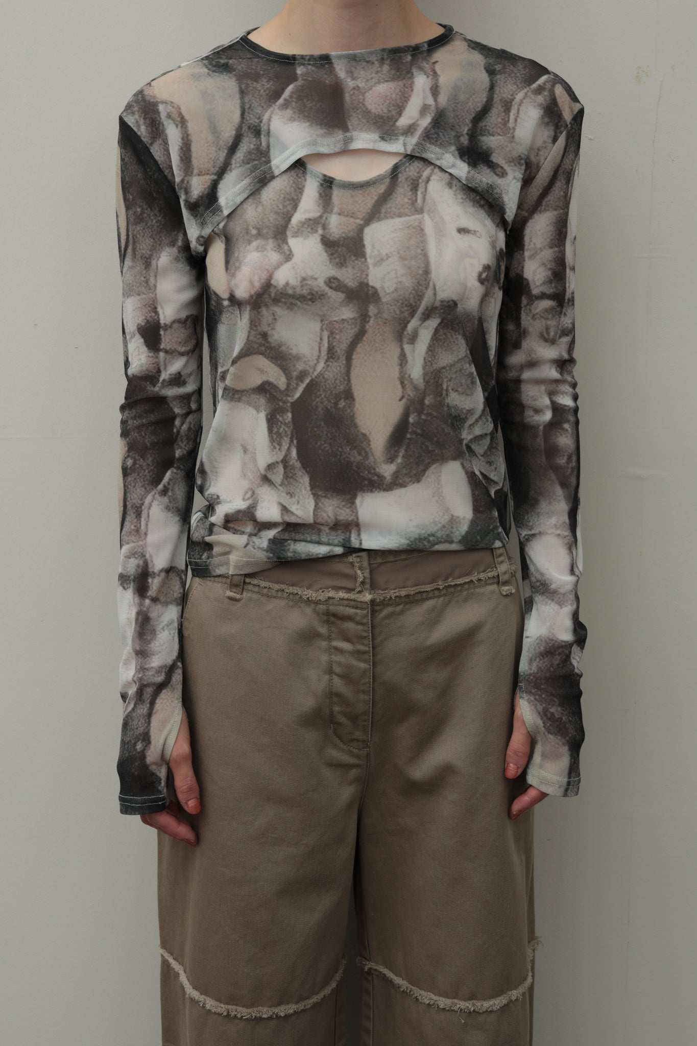 Stone Print Tulle Tank & Sleeves (ls44480T)