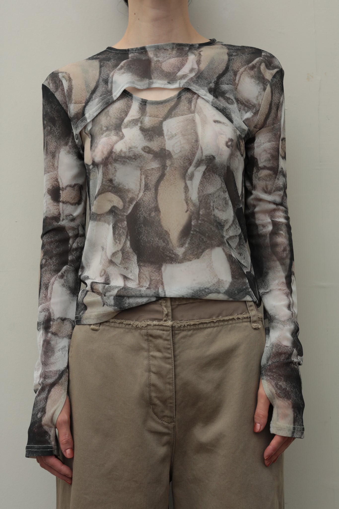 Stone Print Tulle Tank & Sleeves (ls44480T)