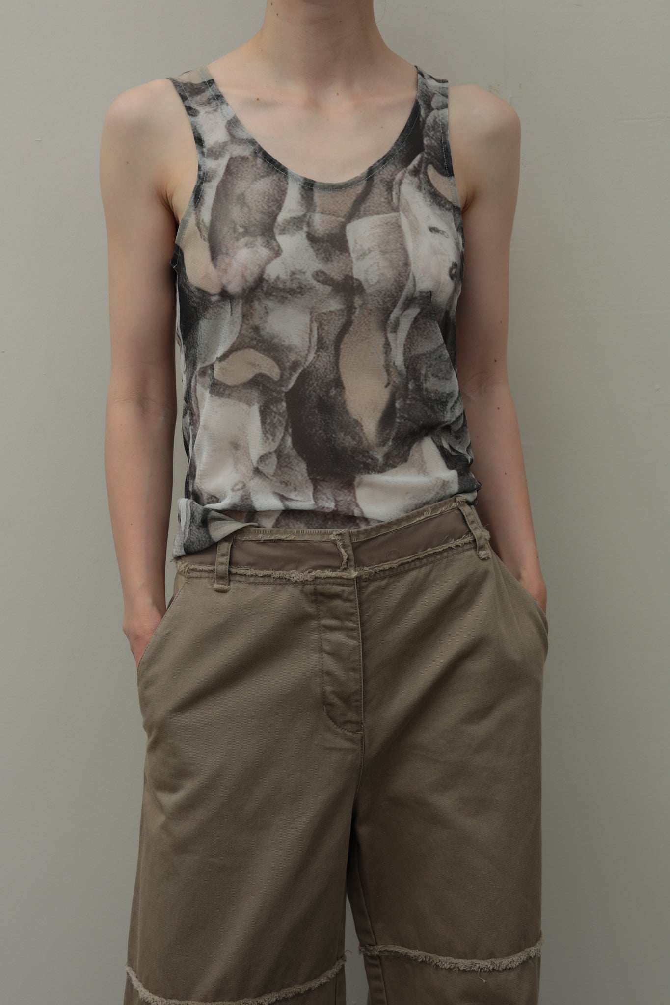 Stone Print Tulle Tank & Sleeves (ls44480T)