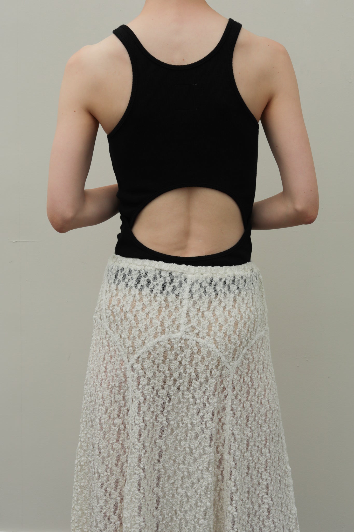 Organic Shrink Lace Panel Skirt (ls44466S)