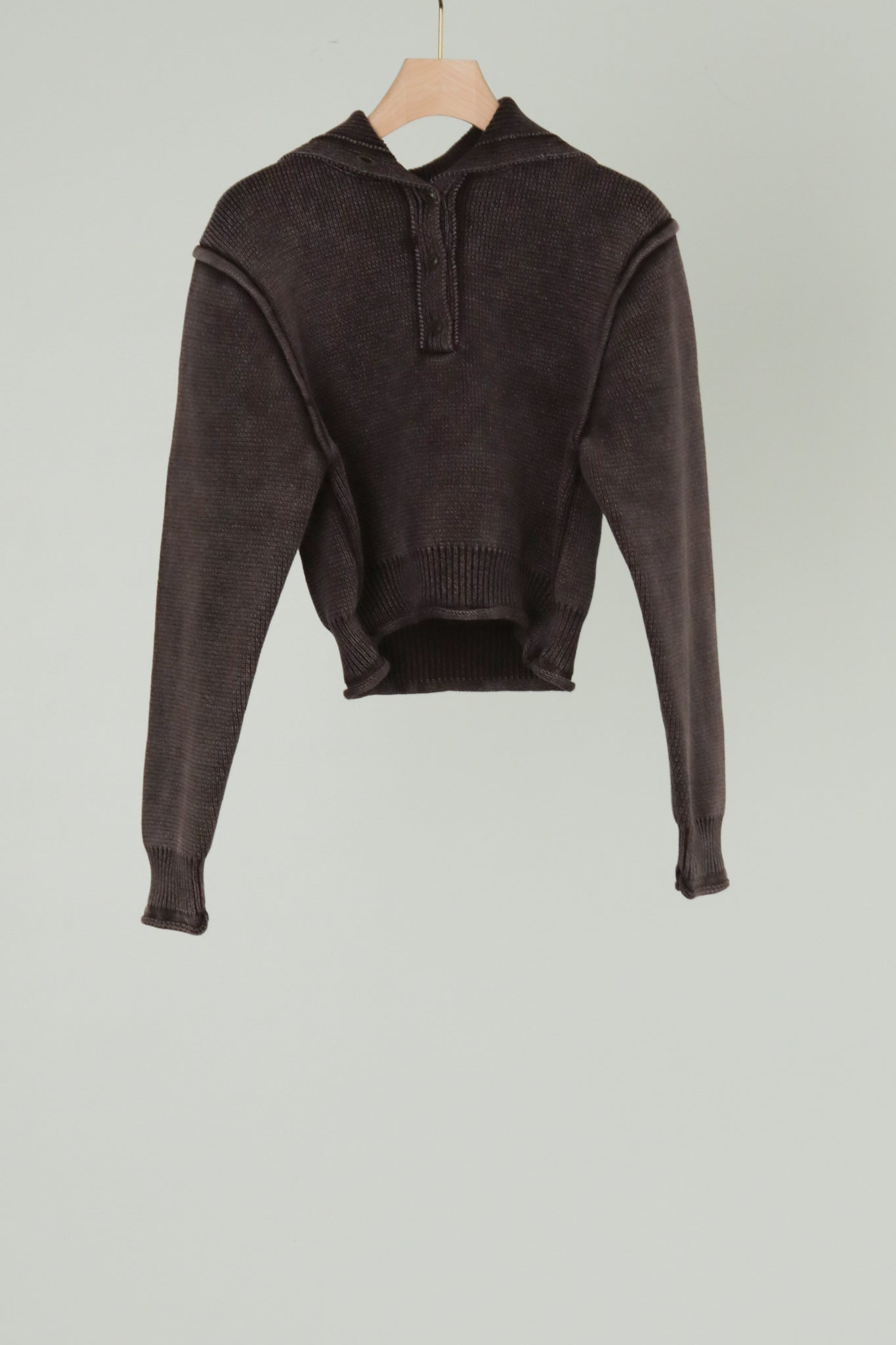 Turtleneck Acid Wash Milan Rib Sweater (ls44458K)