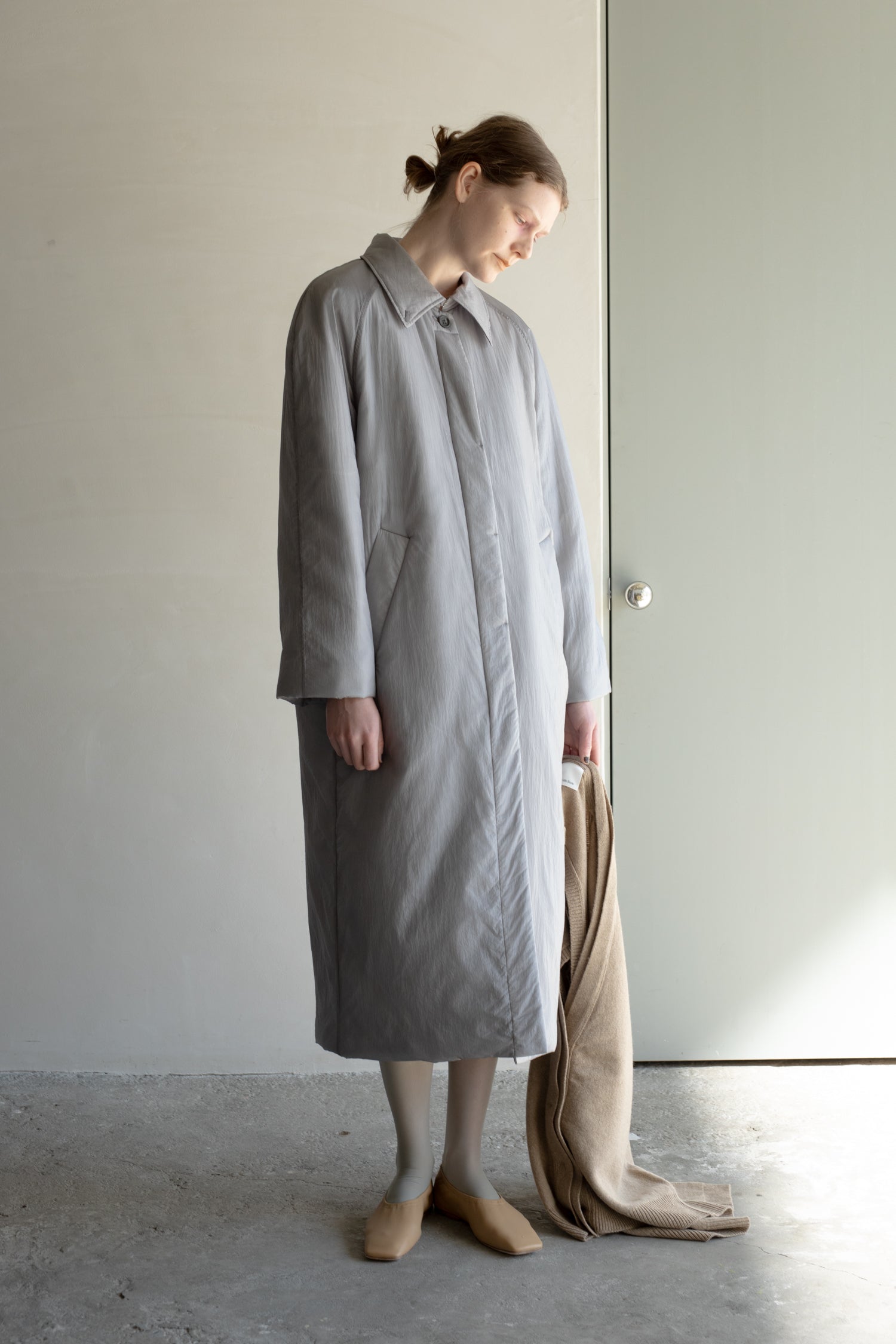 【Pre-order】Sheer Nylon Patted Long Coat (ls54535J)