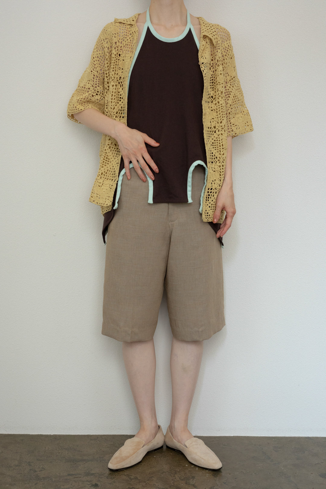 Hand-knitted Lace Patchwork Shirt(ls22289T)