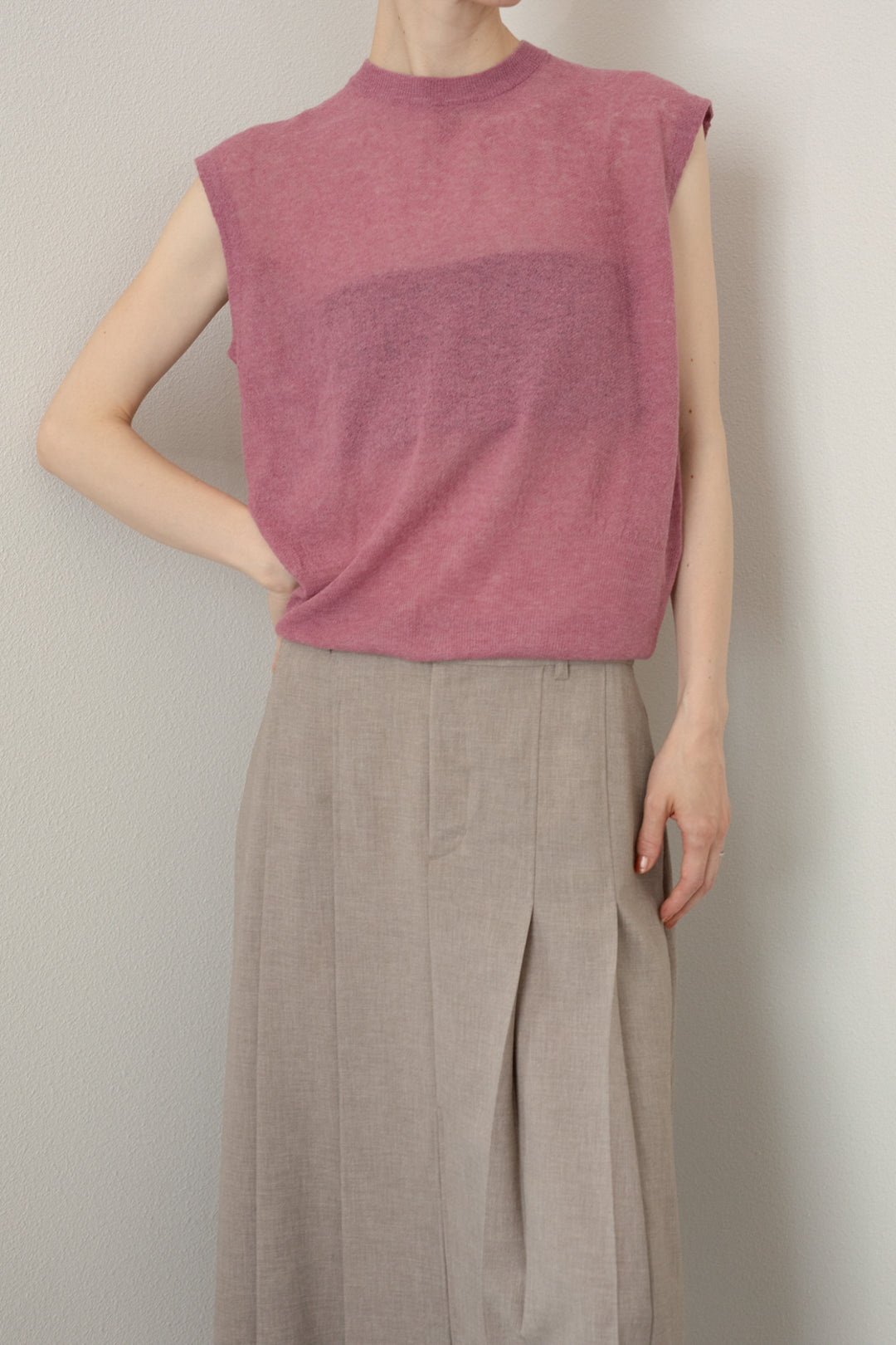 Cotton Linen Dry Touch Sleeveless Knit(ls11216K)