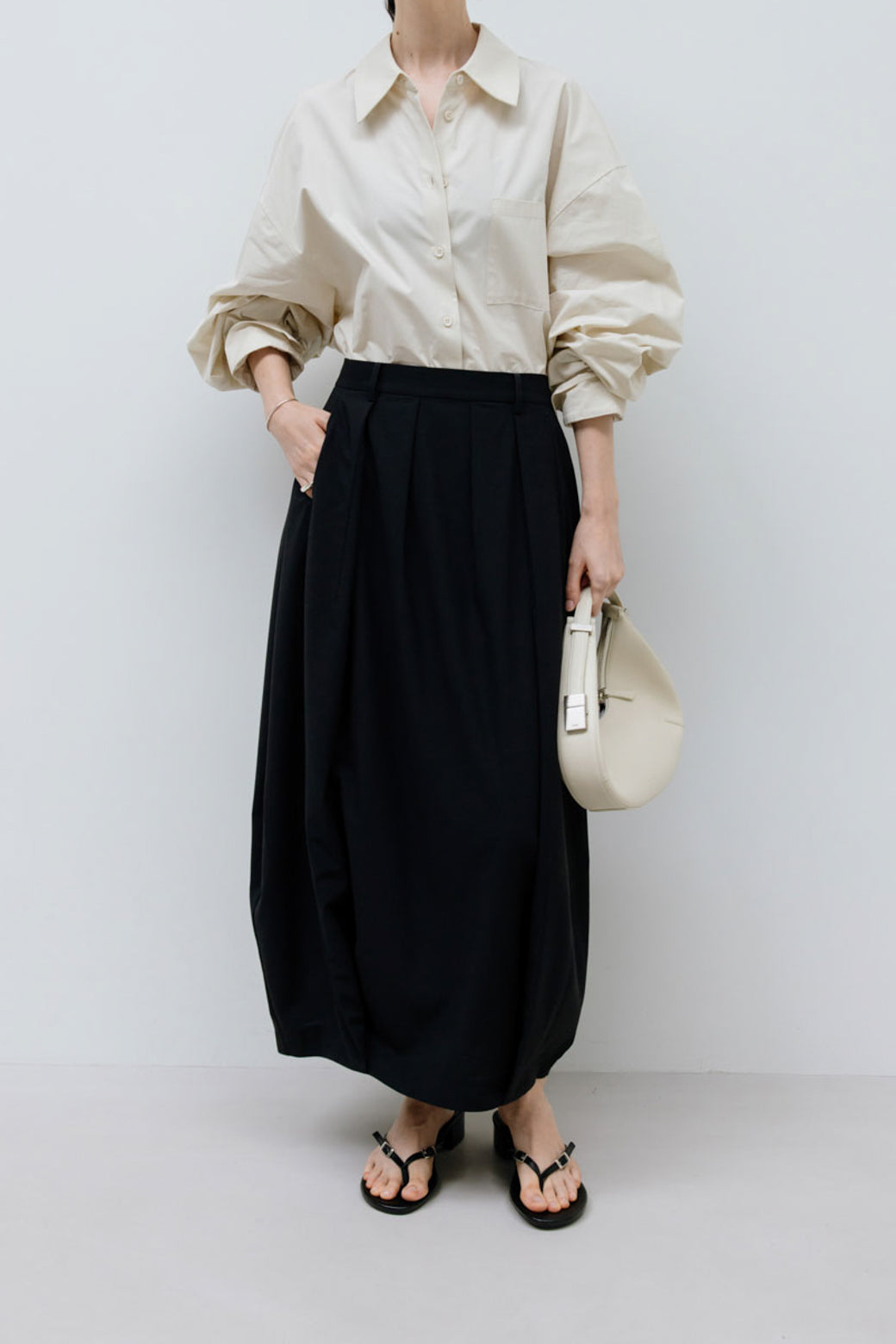 【Studio Doe】Petal Wide Pleated Long Skirt(DN-259OLK12)