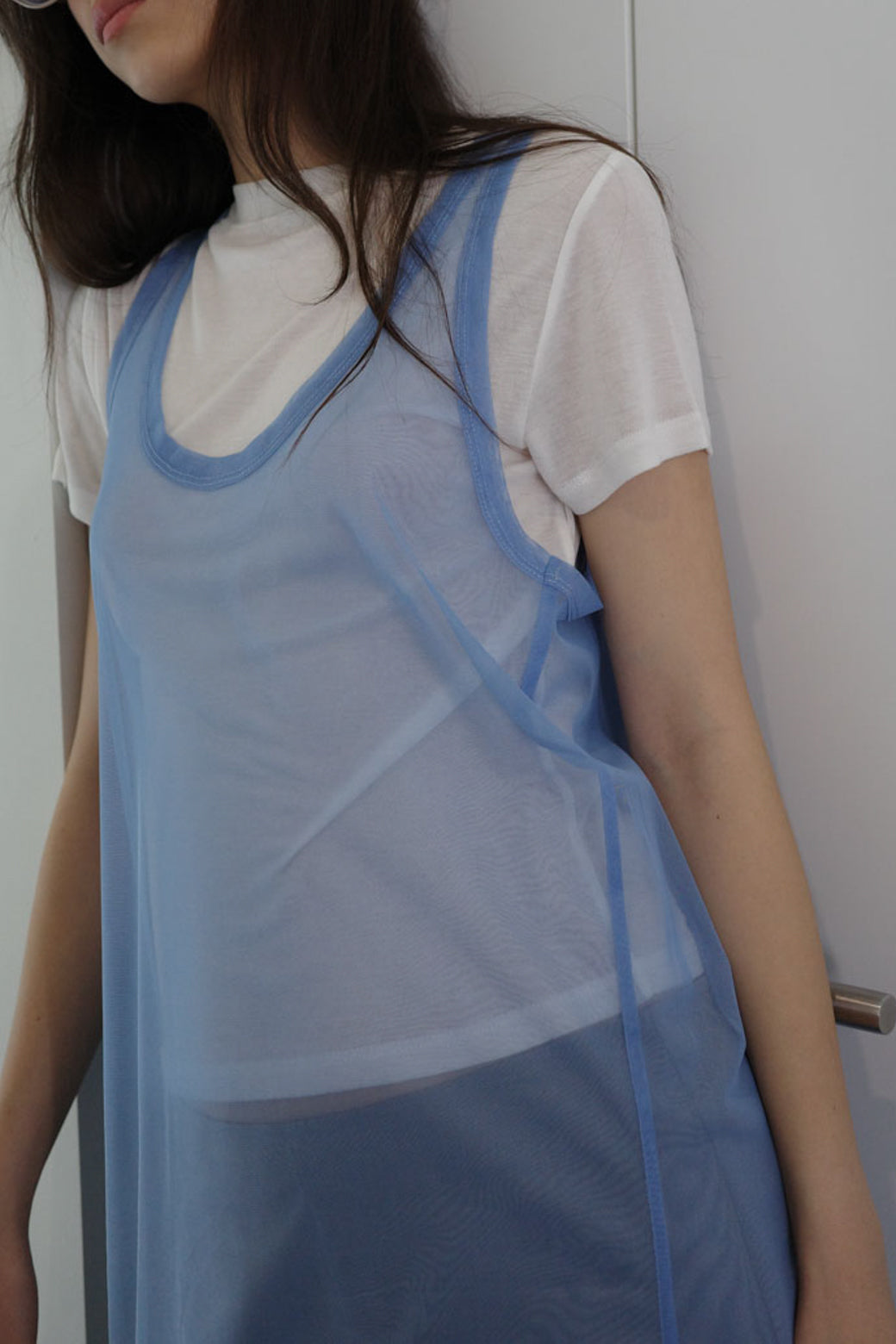 【Studio Doe】Sleeveless Side Slit Sheer Top(LD-259OVT44)