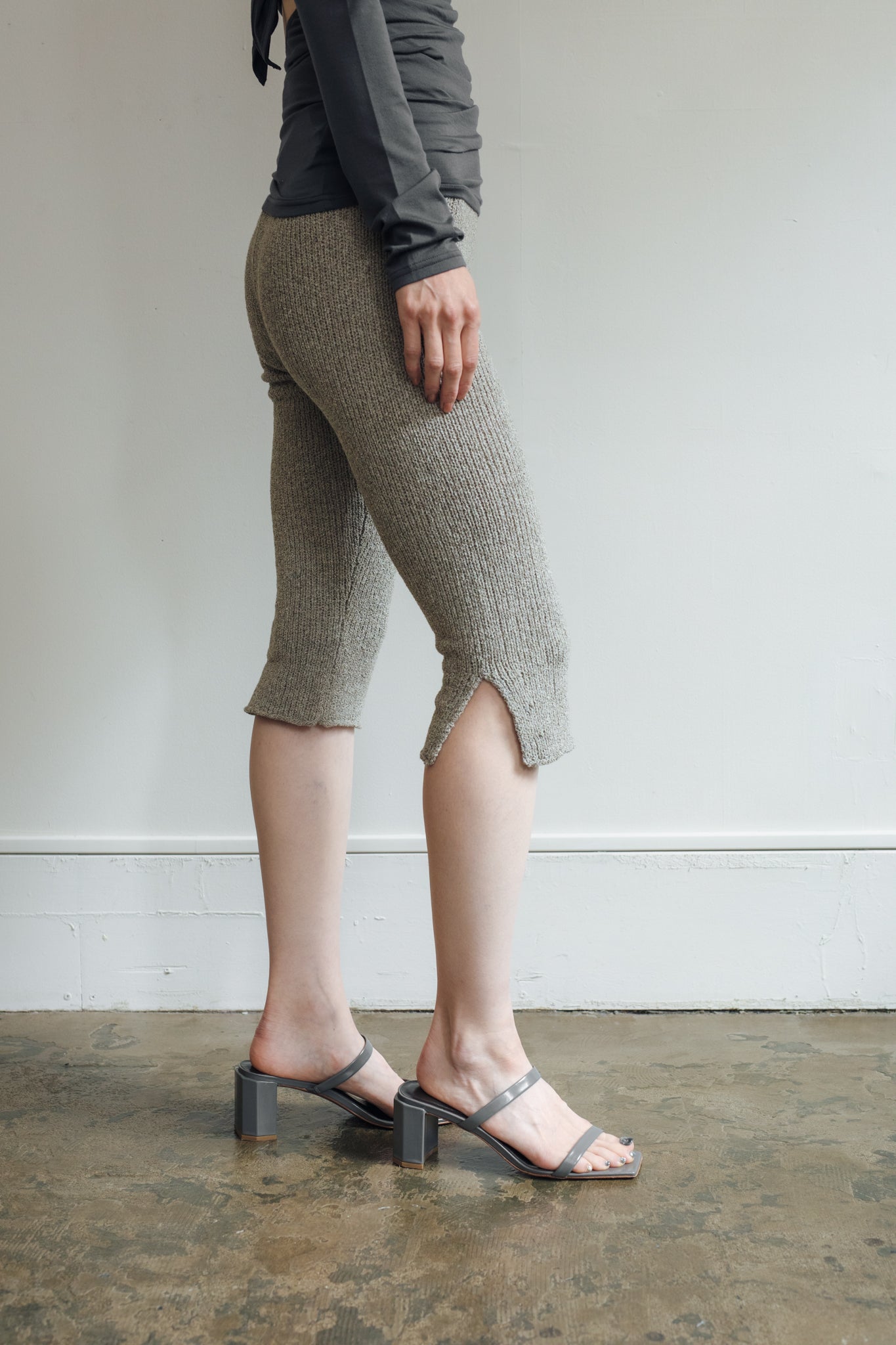 Italian Mix Loop Yarn Knit Half Leggings (ls42434K)