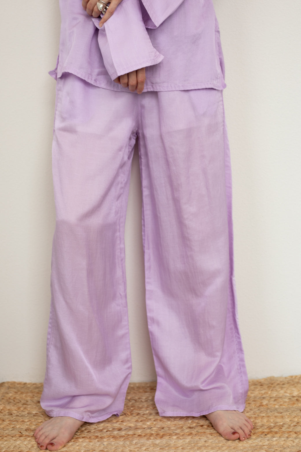 Cotton Silk Satin Embroidery Easy Pants (ls32345P)
