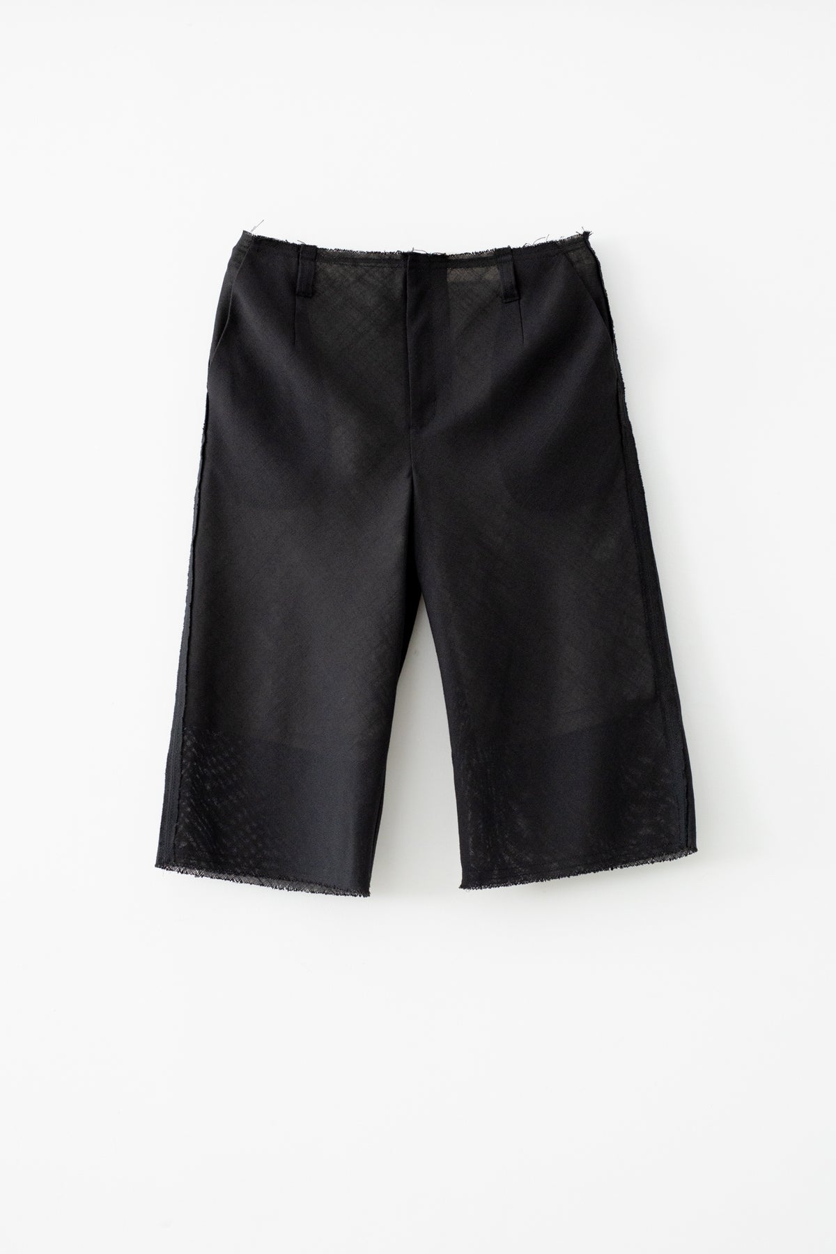Linen Like PL Unhemmed Hip Hugger Half Pants (ls72655P)