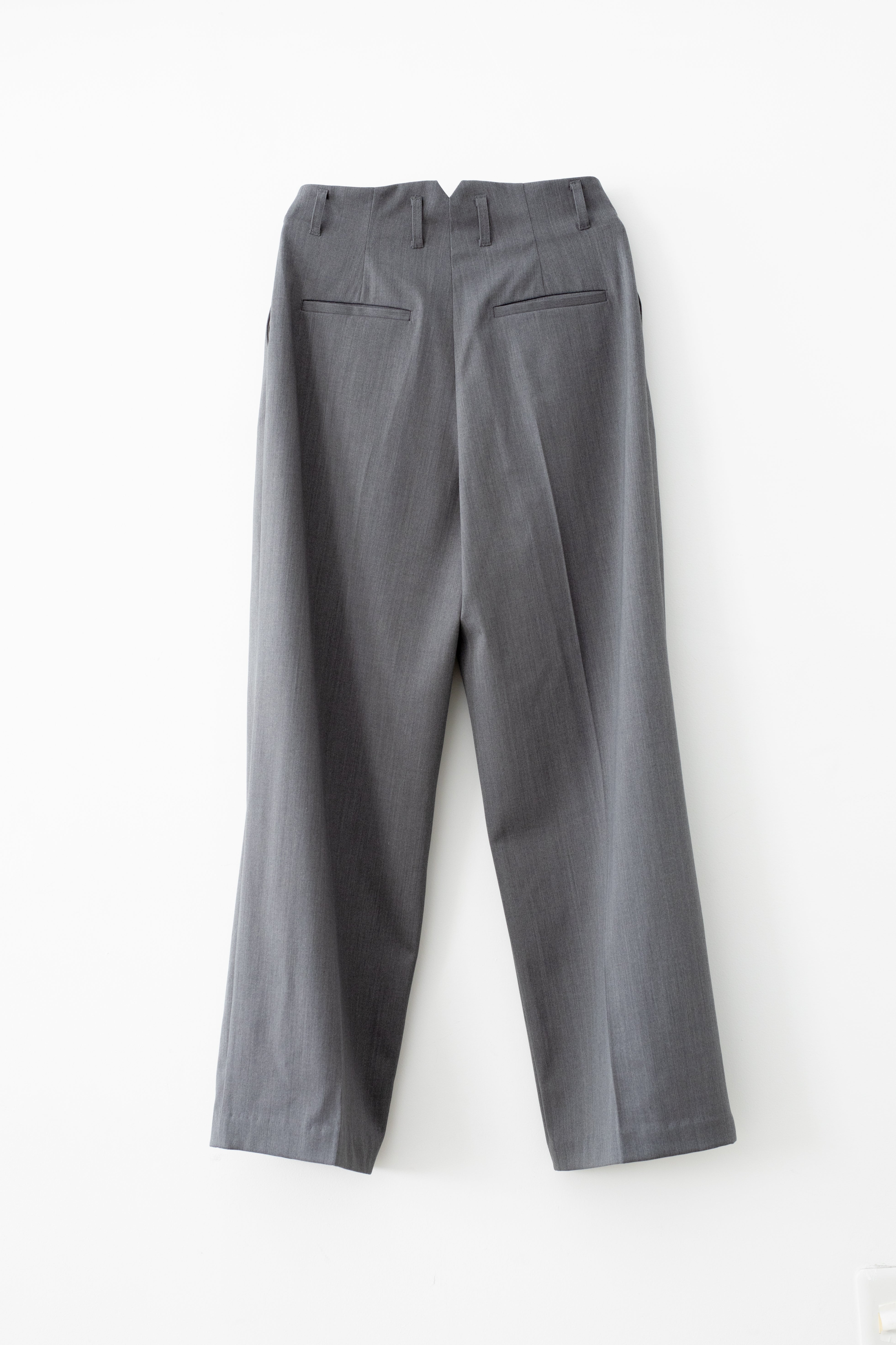 Wool Mix Gabardine Hip Hugger Tucked Wide Slacks (ls72638P)