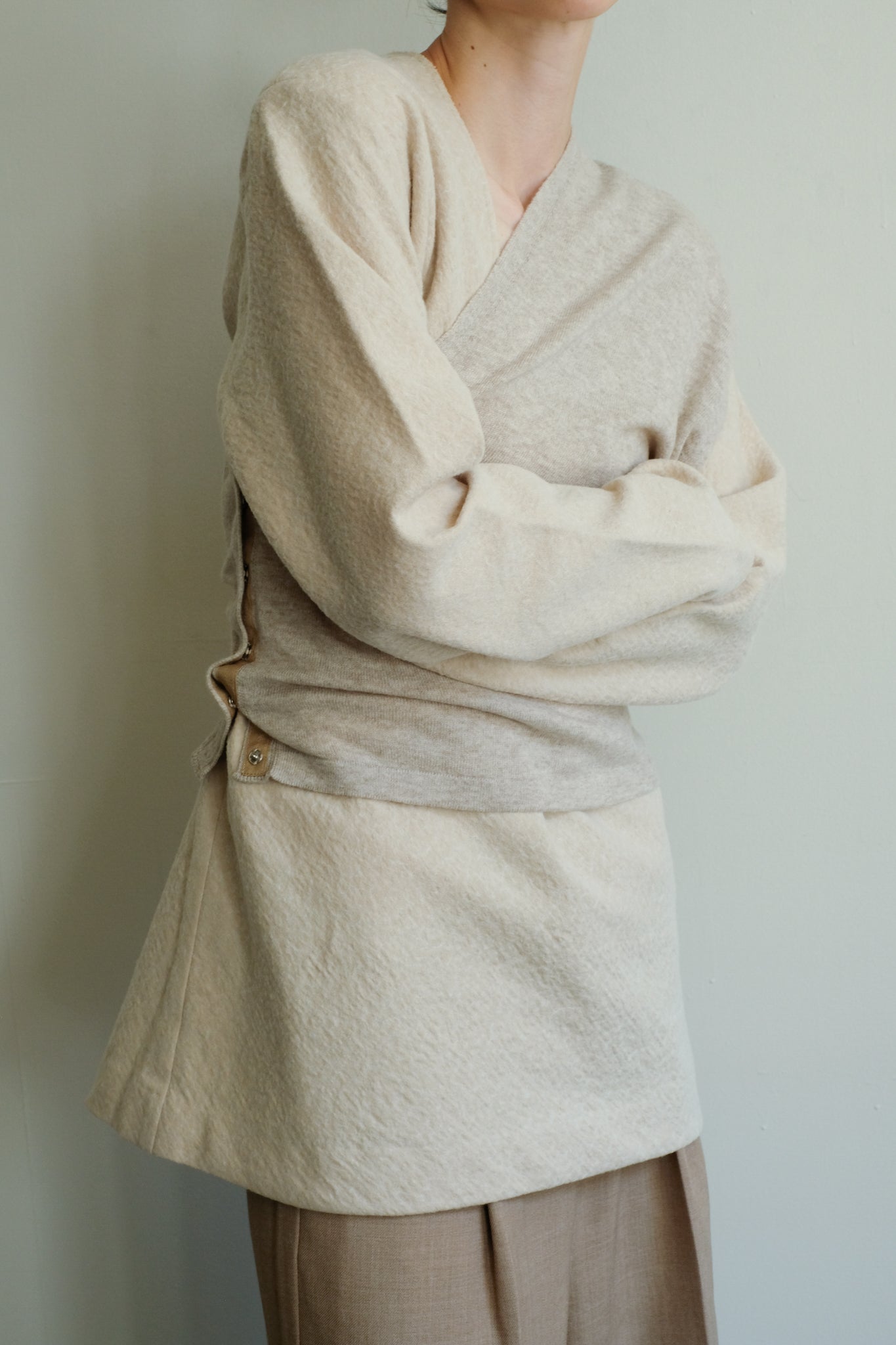 Wool Cashmere Mix One Shoulder Bustier (ls44457K)