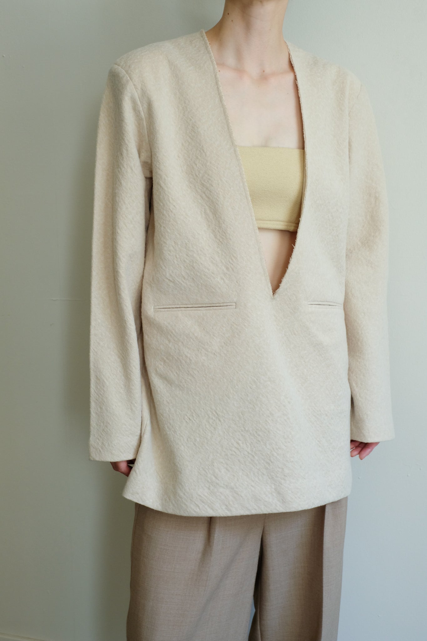 Crape Cotton Wool Bias Pullover JKT (ls44459J)