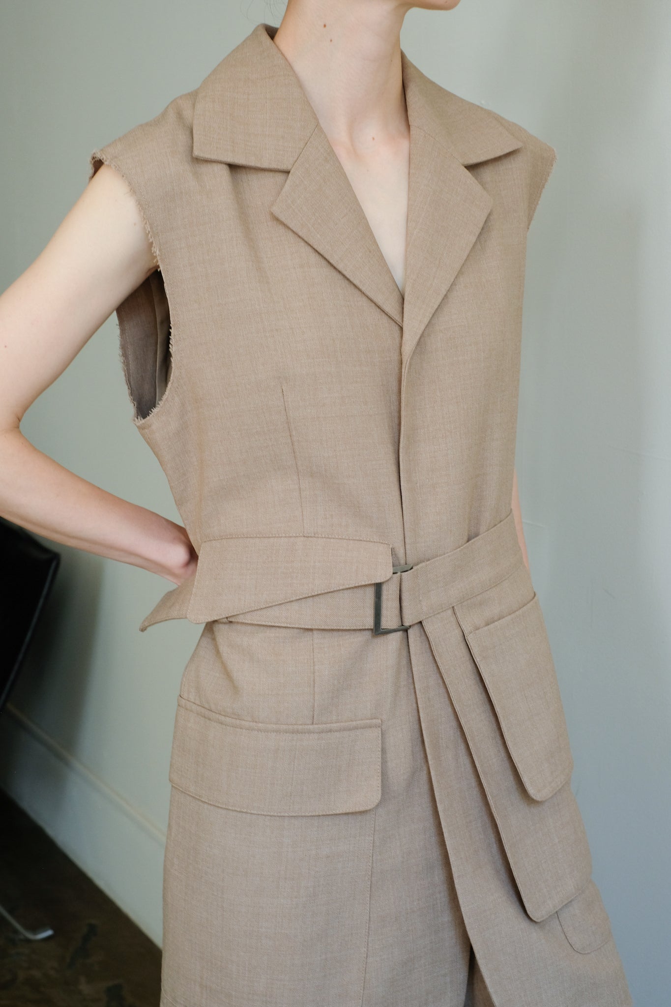 Tailored Long Gilet (ls44463J)