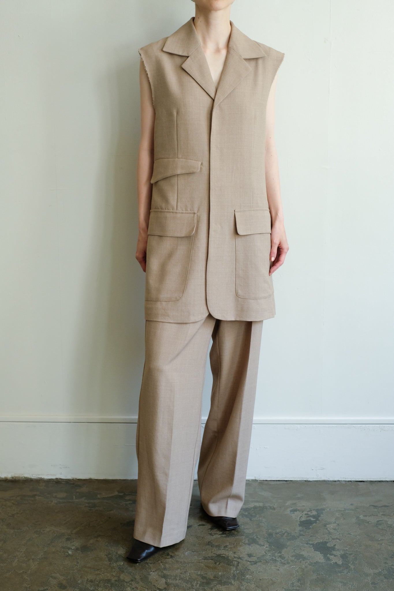 Waist Bag Belt Center Crease Slacks (ls44464P)