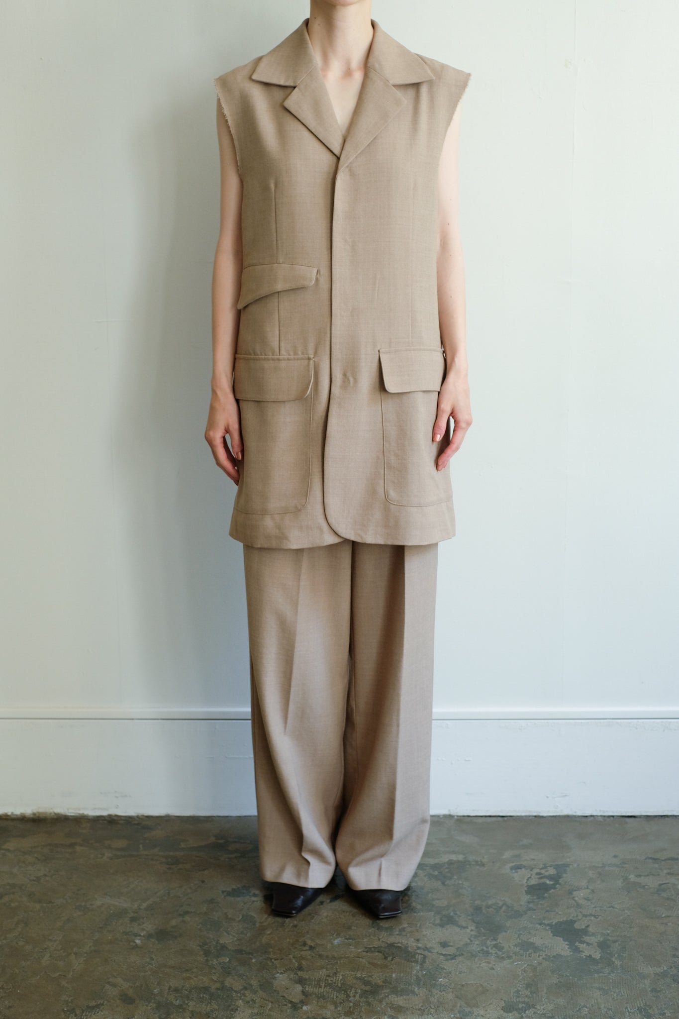 Tailored Long Gilet (ls44463J)