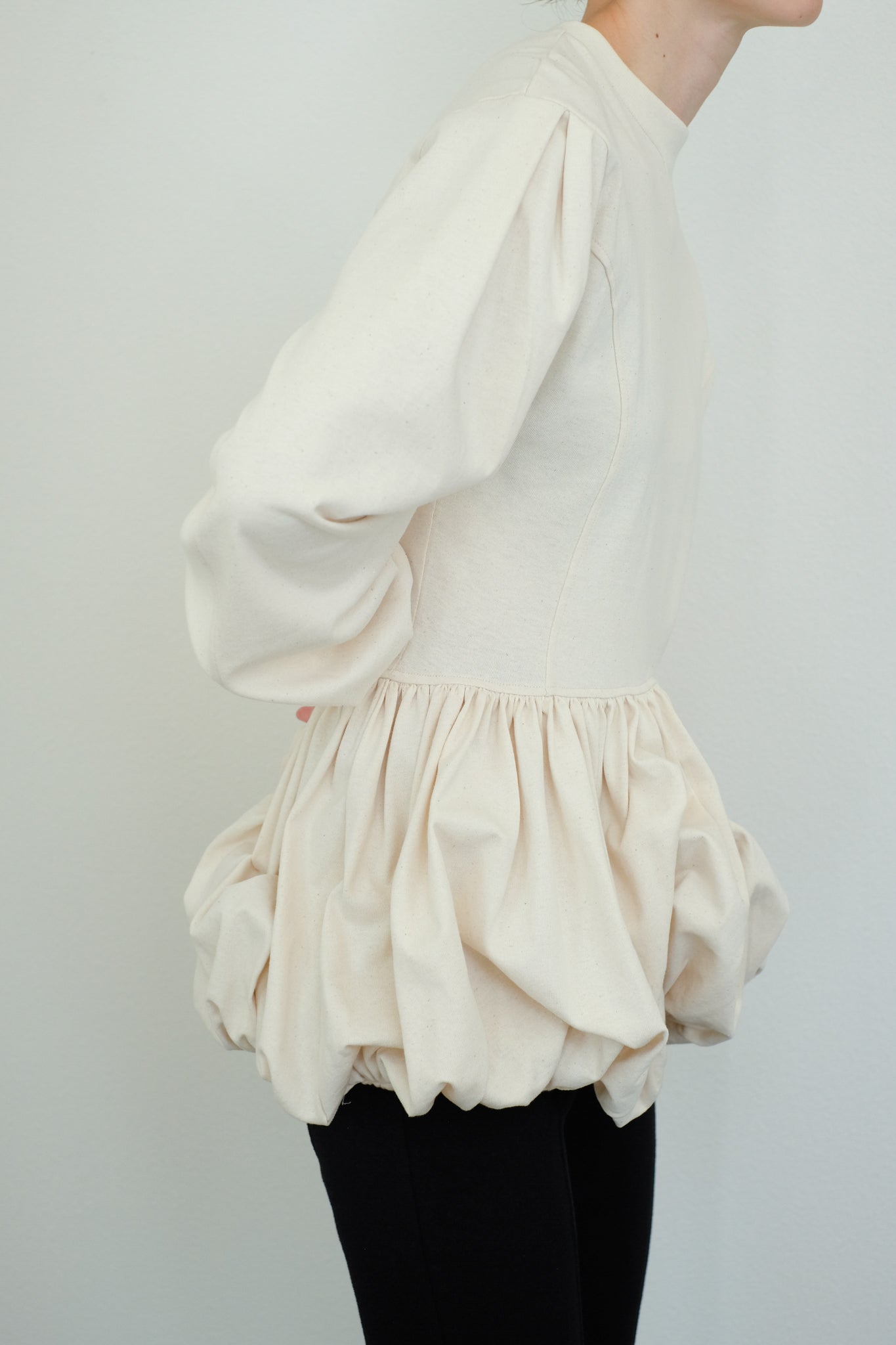 Balloon Hem Switching Tops (ls44465T)