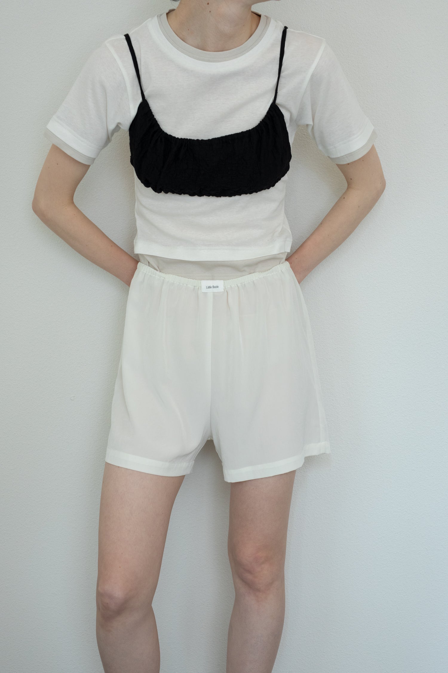 【Pre-order】Organic Cotton Wrinkle Russell Drawstring Bra Top (ls52566T)