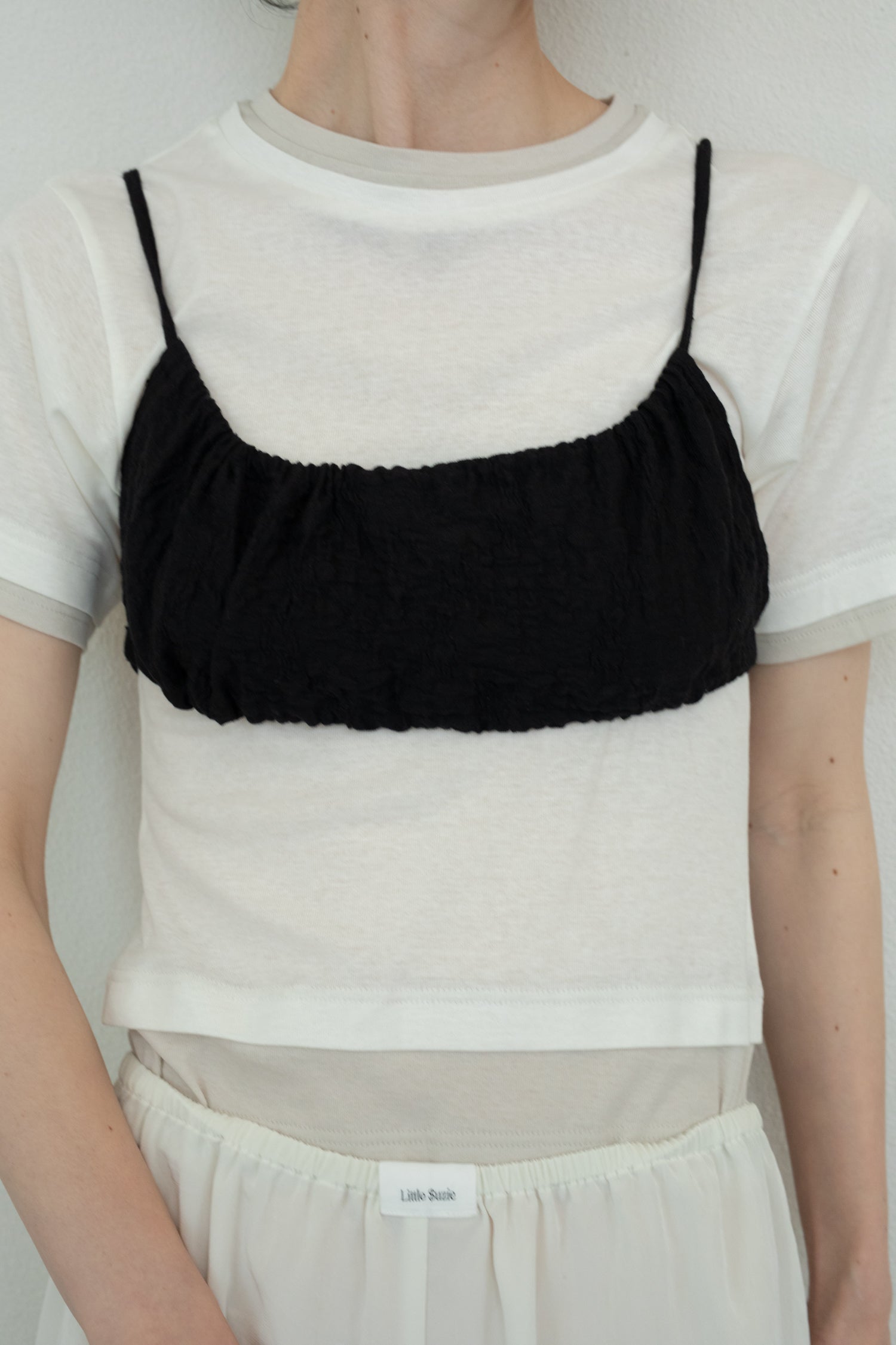 【Pre-order】Organic Cotton Wrinkle Russell Drawstring Bra Top (ls52566T)