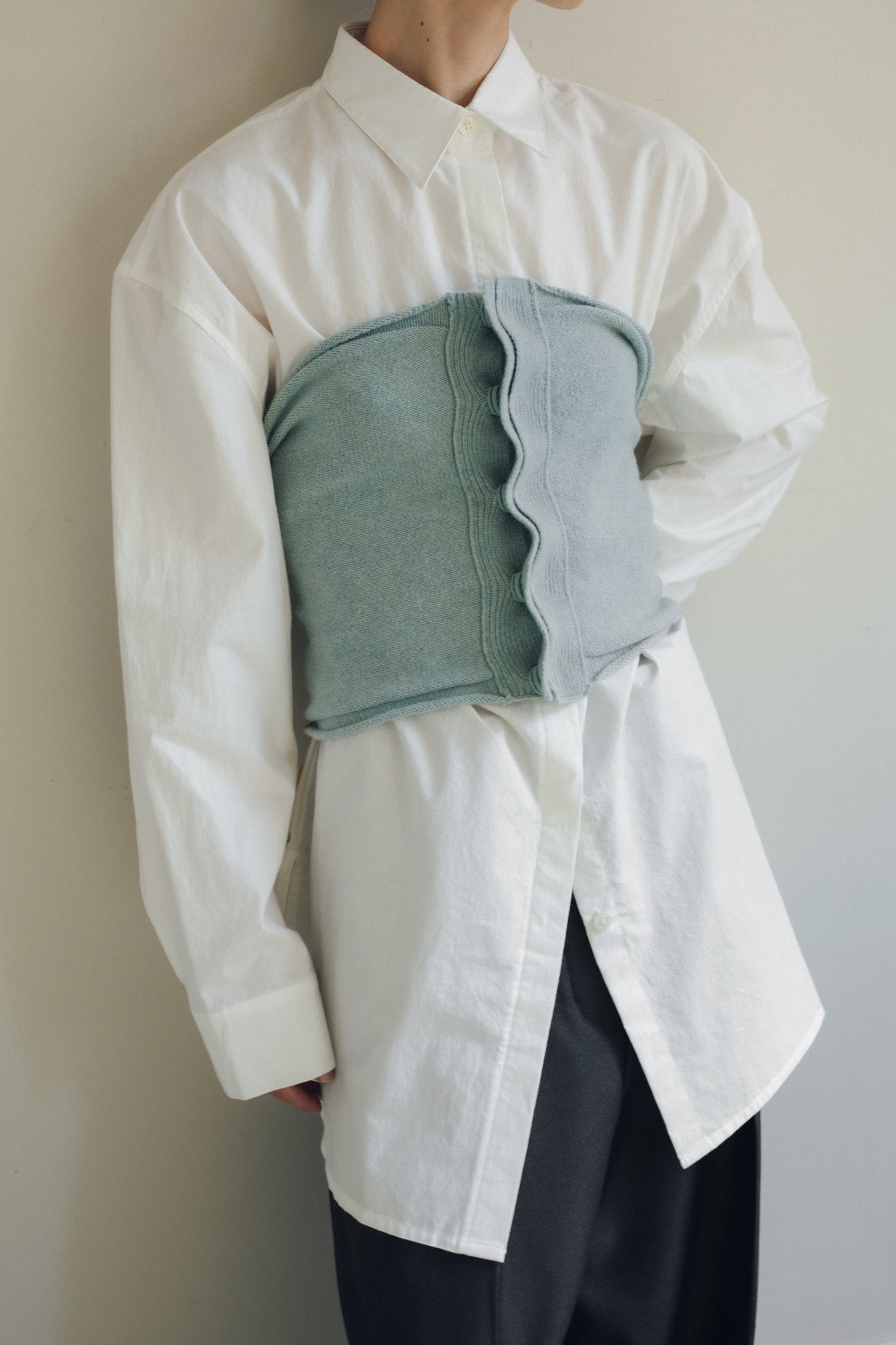 [Exhibition/Destination] Washer Broad 2way Big Shirt (ls54539T)