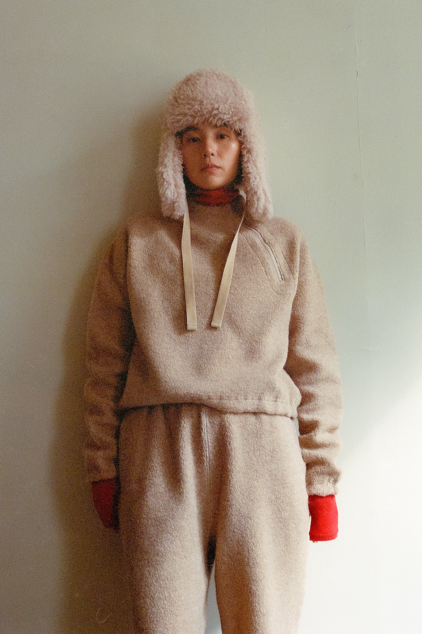 Wool Angola Pile Harf Zip Over PO (ls44475T)