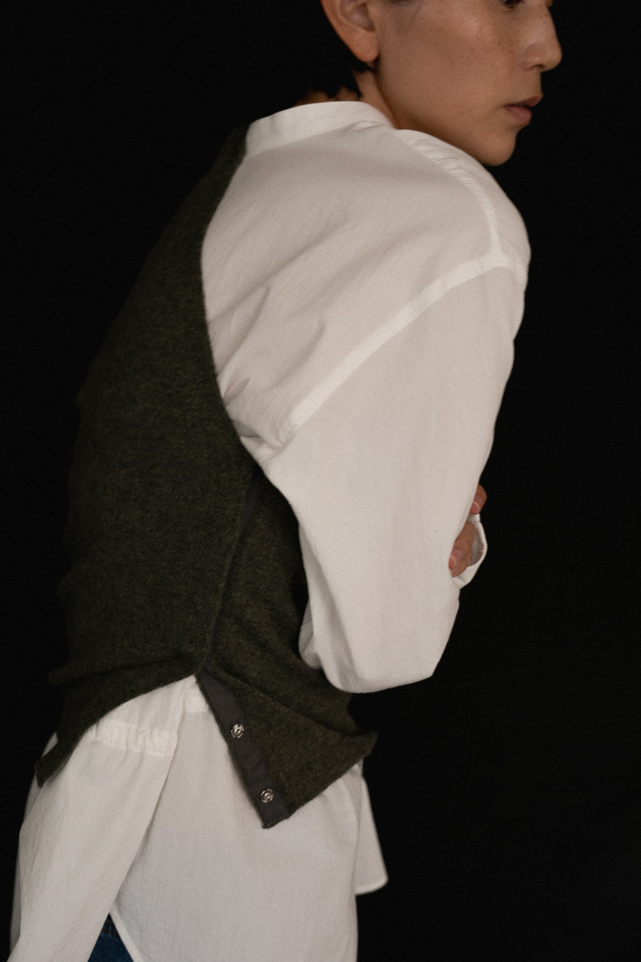 Wool Cashmere Mix One Shoulder Bustier (ls44457K)