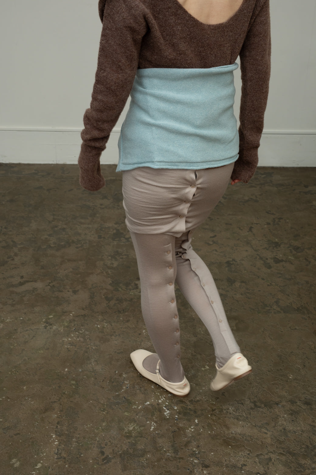 Wool Back Button Tights (ls44486P)