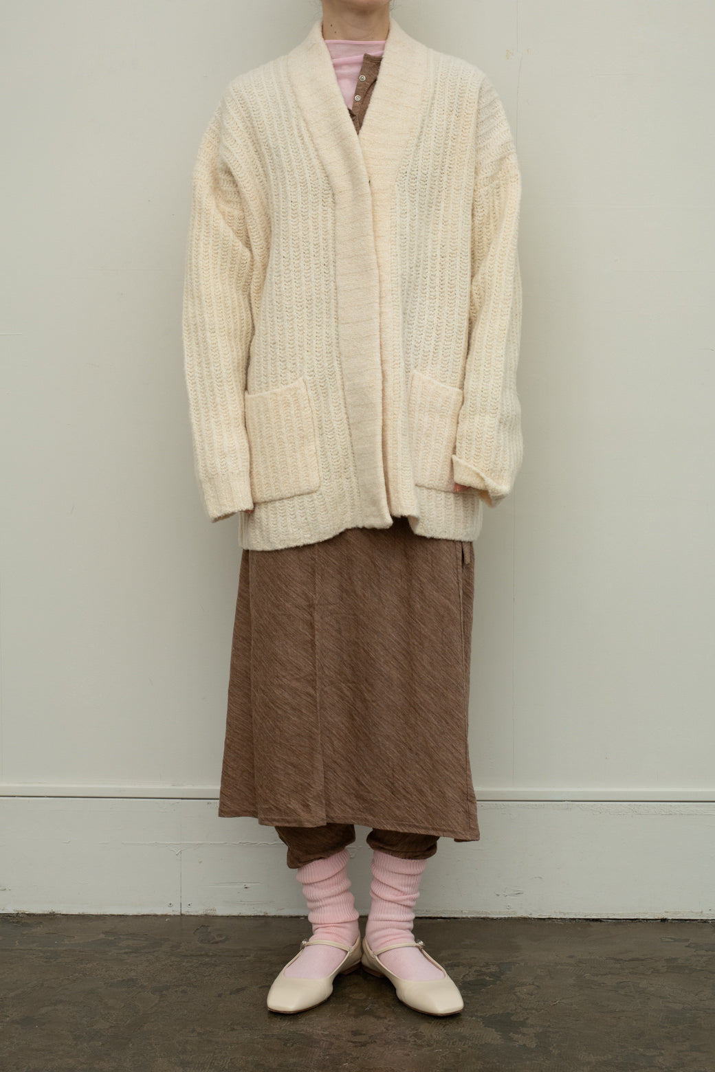 Extra Fine Merino Wool Boucle Yarn Cardigan（ls34401K）