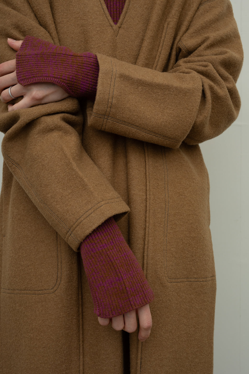 Wool Cotton Rib Curve Hem Turtle（ls34412K）