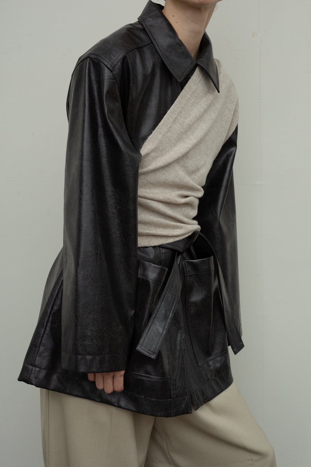 Wool Cashmere Mix One Shoulder Bustier (ls44457K)