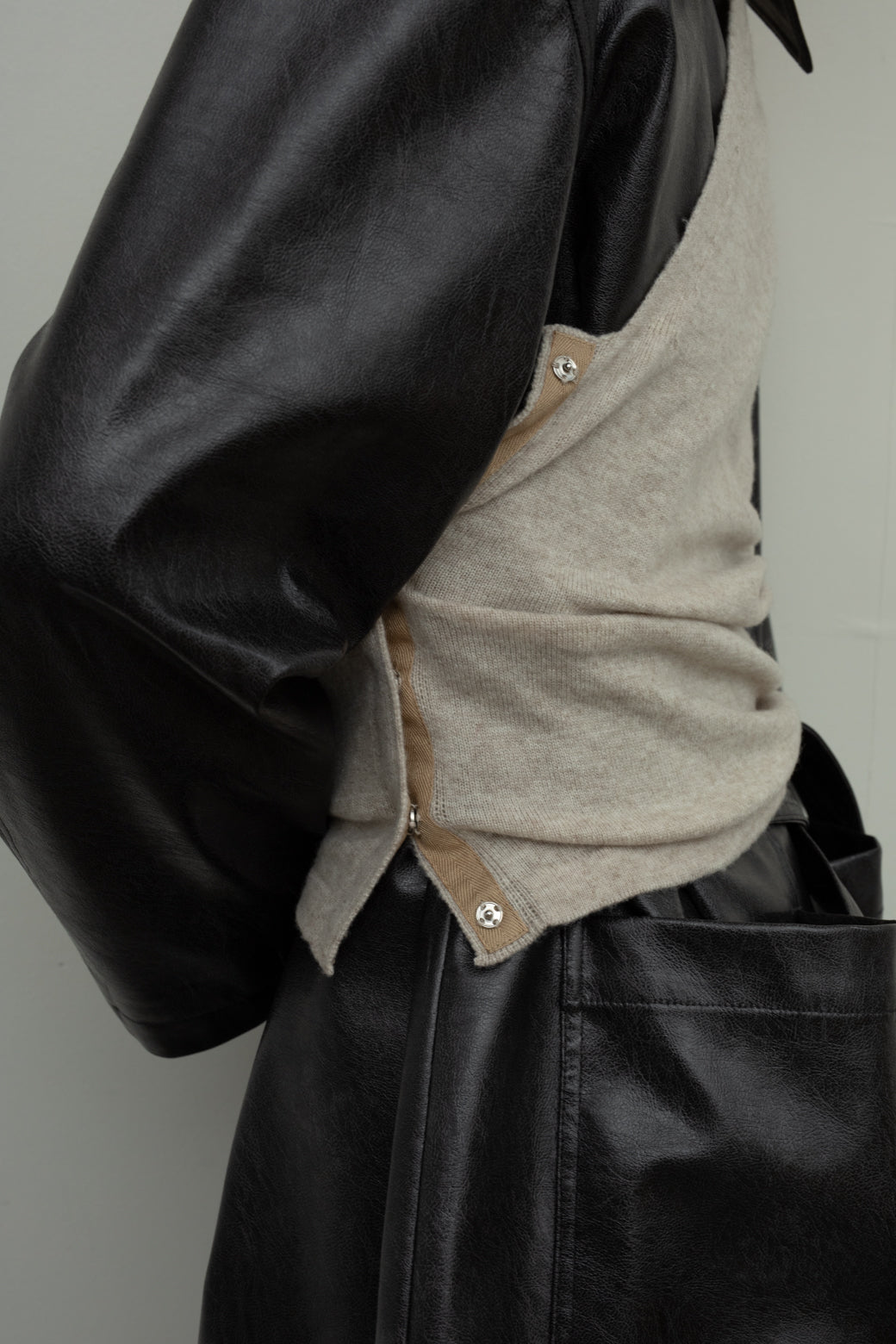 Wool Cashmere Mix One Shoulder Bustier (ls44457K)