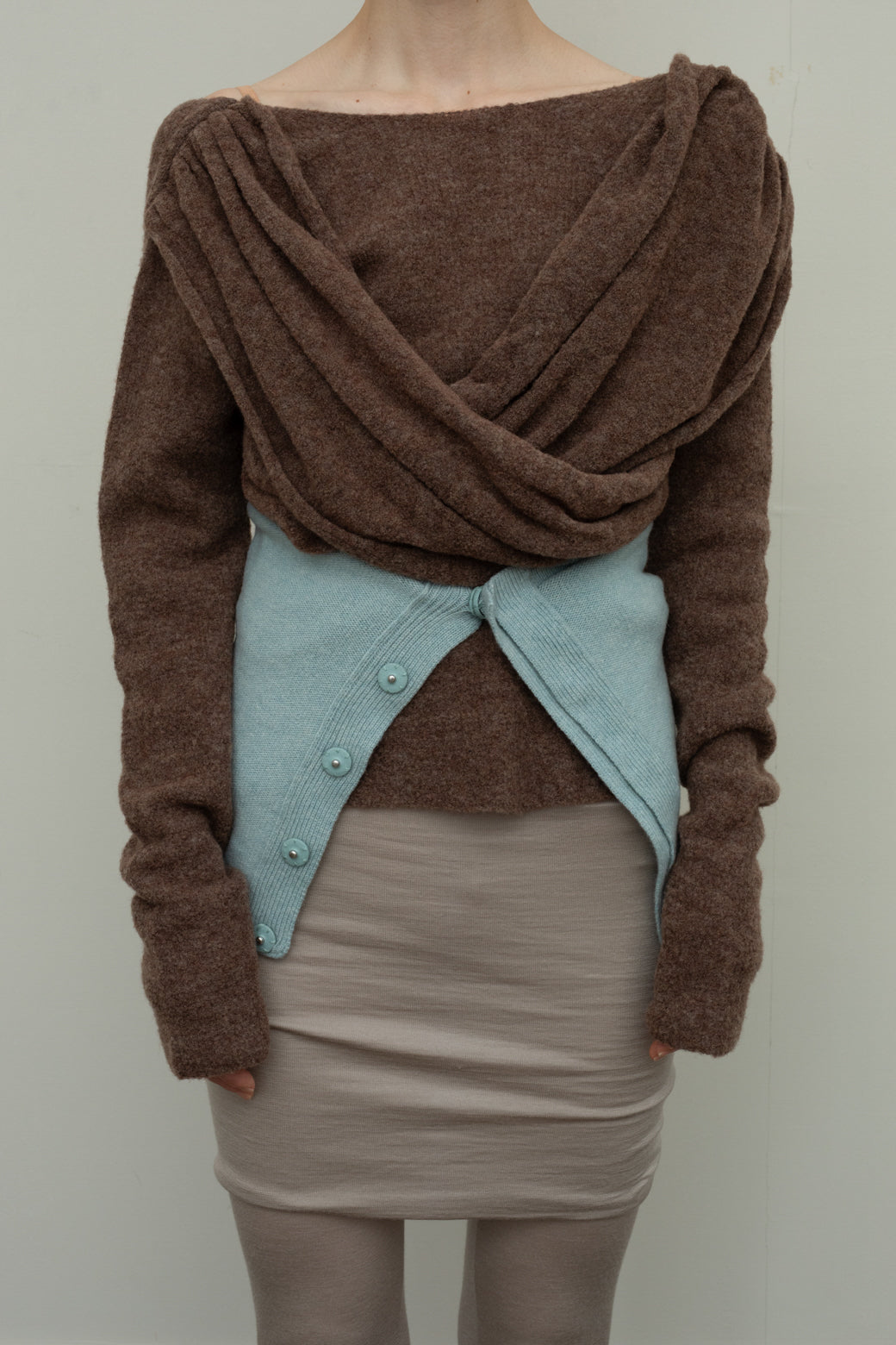 Meino wool Cross Tuck Tie Knit (ls076)