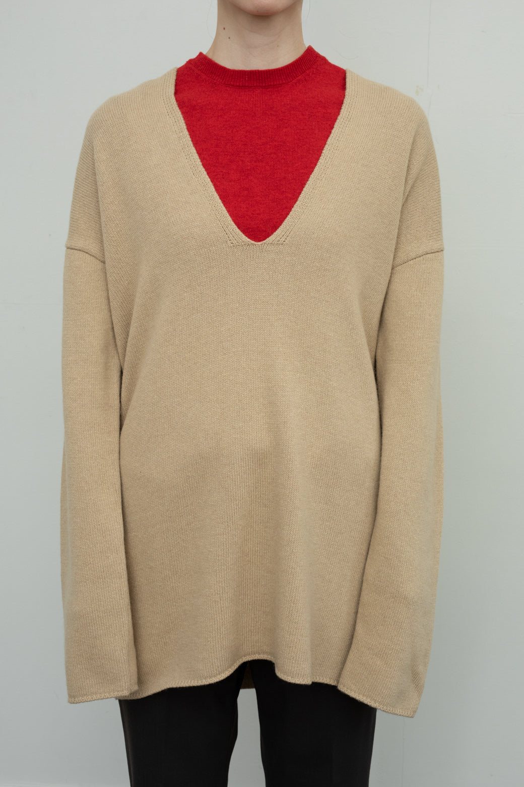 Italian Cash Wool Yoke Knit Tunic (ls24307K)