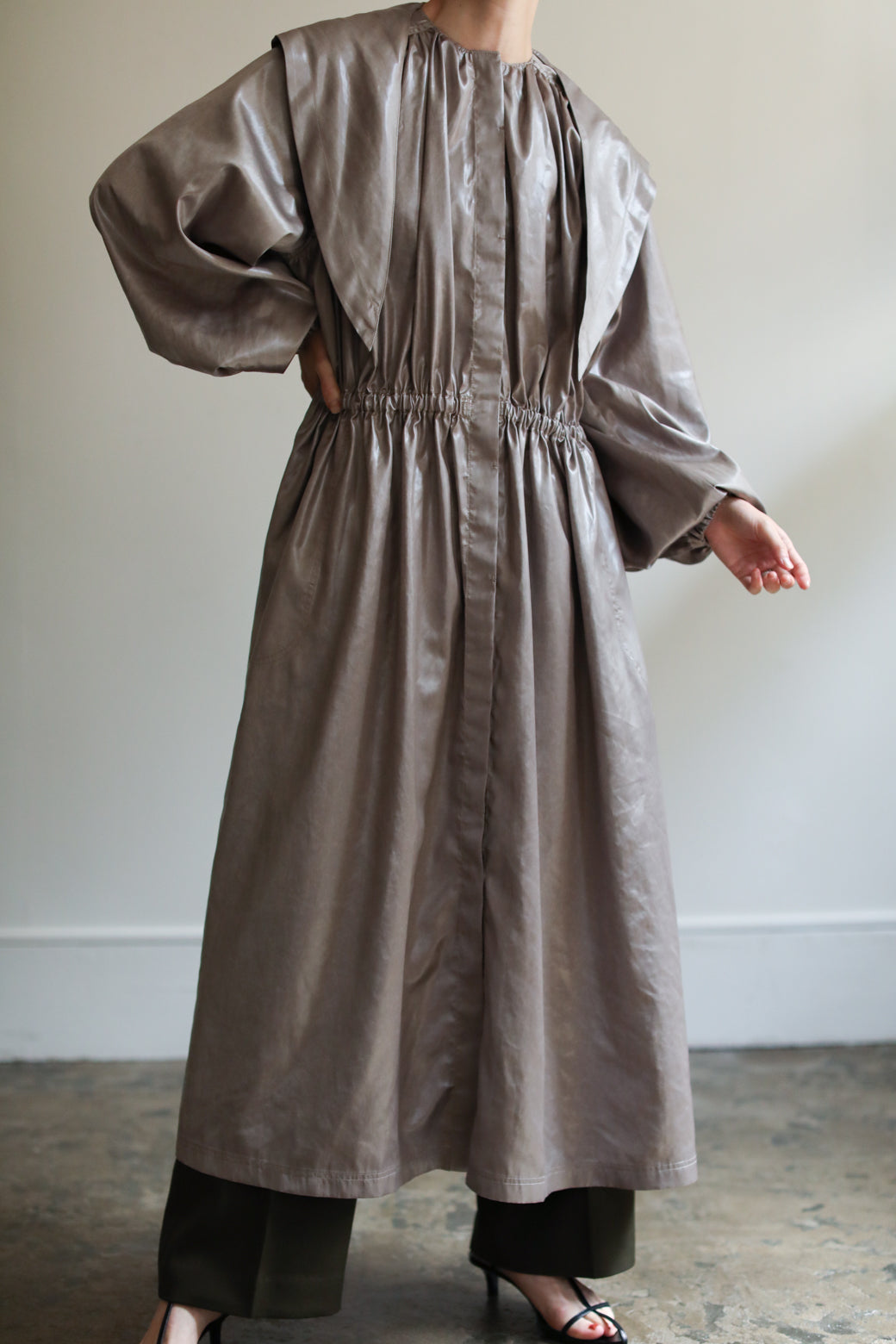 Leather Like Hoodie Dress Coat（ls14255J）