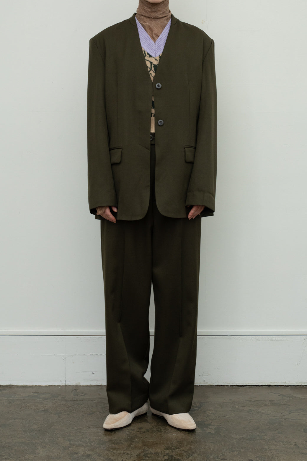 Wool Gabardine One-tuck Straight Slacks（ls14256P）