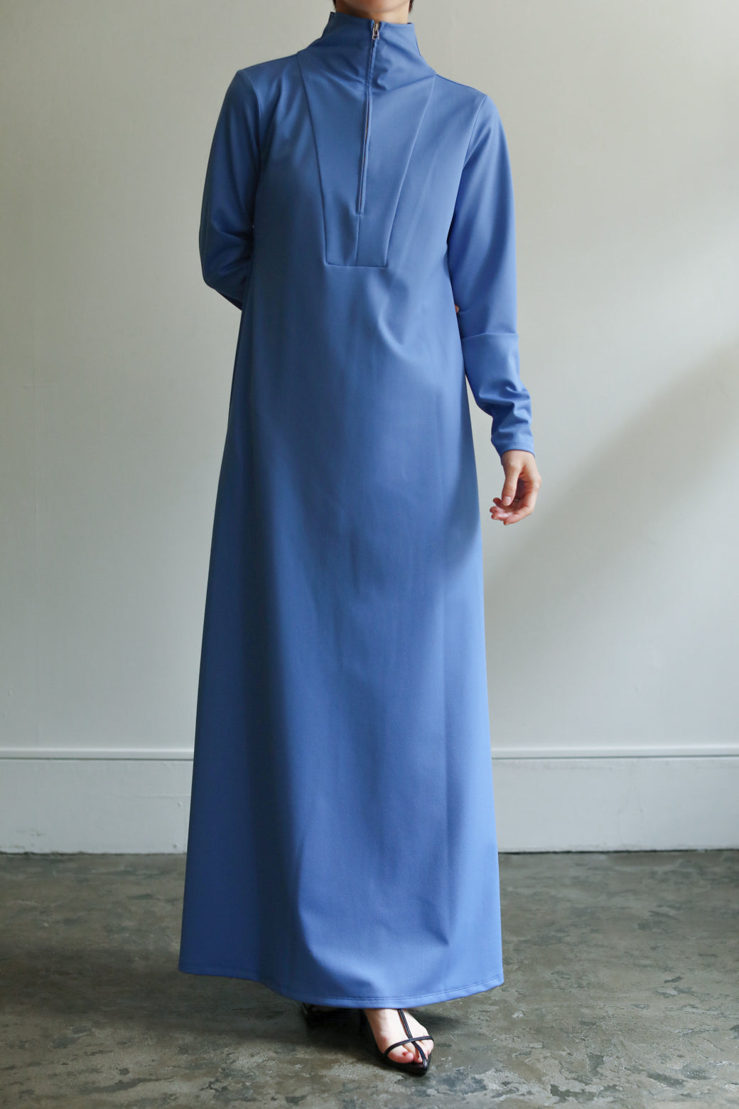 Hi-neck Zip Jersey Dress（ls14252D）