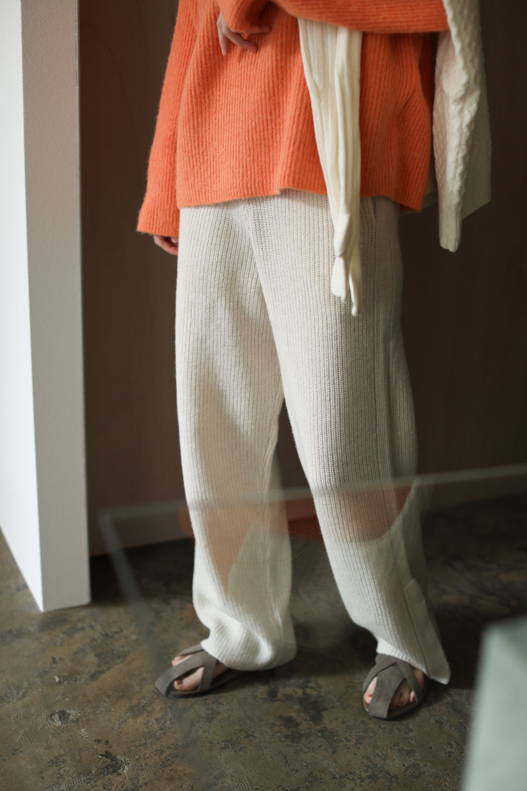 Button Slit Mix Knit Pants（ls180P）