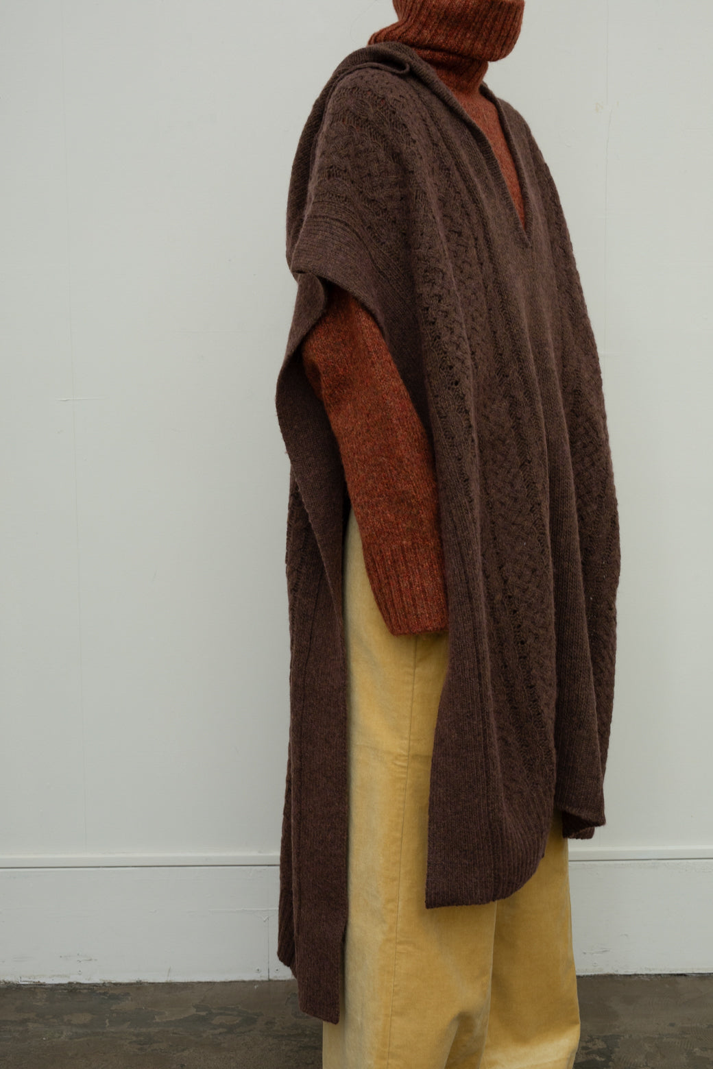 Hoodie Knit Poncho（ls182K）