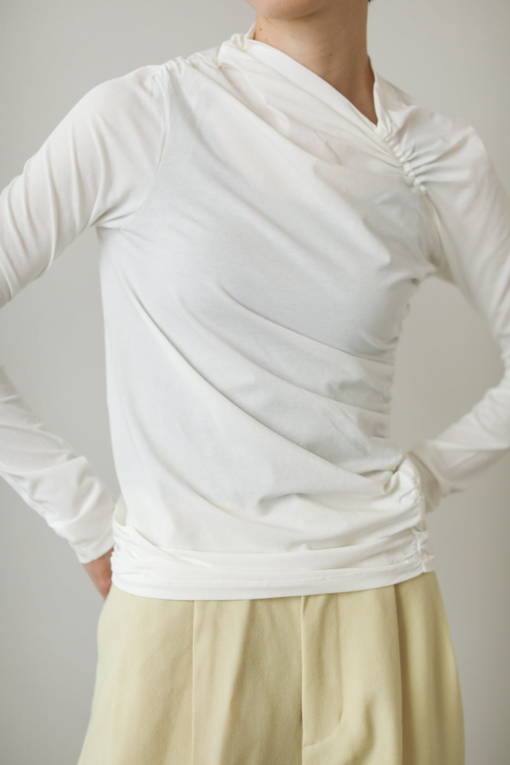 Asymmetry Shirring Tops（ls114T）