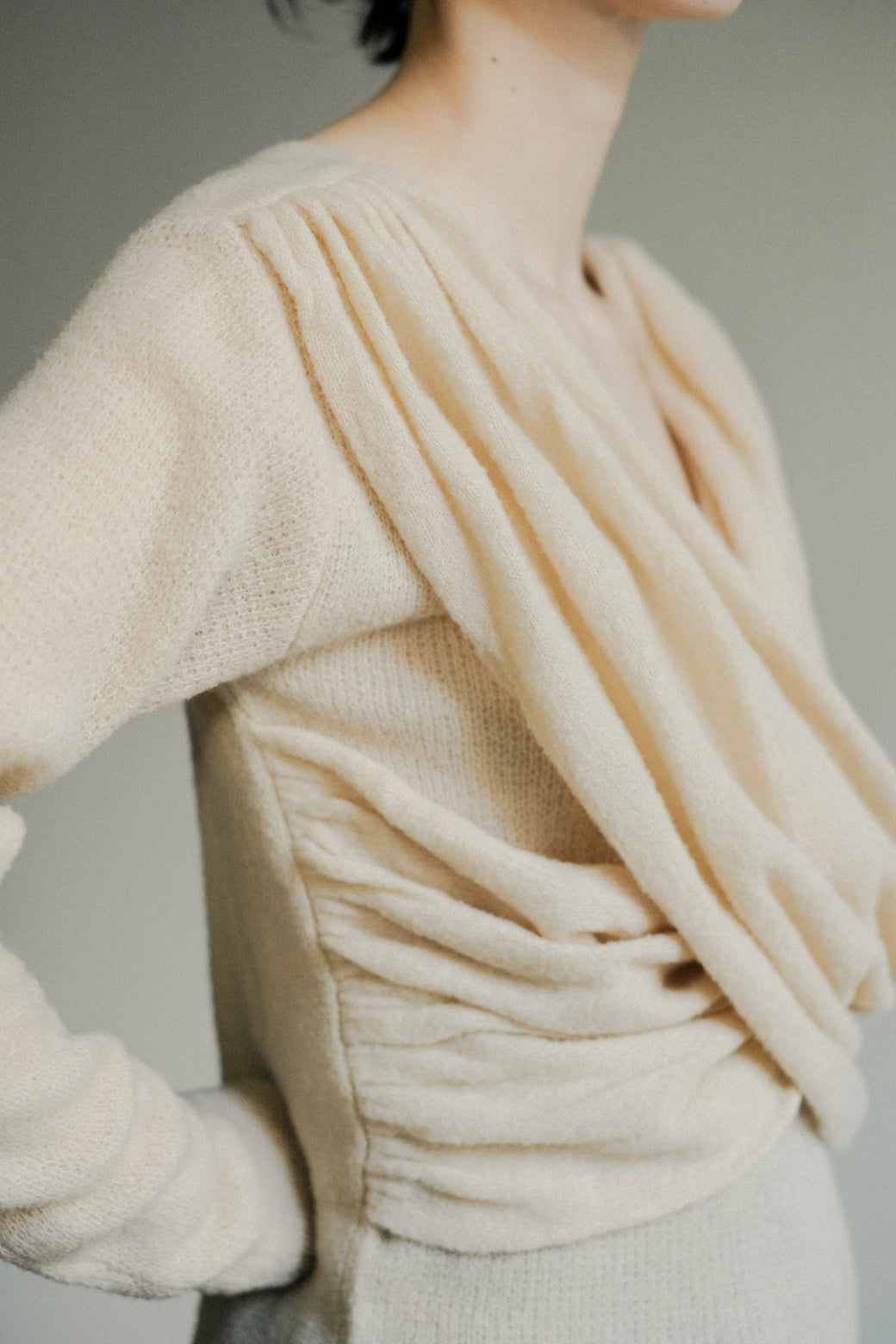 Meino wool Cross Tuck Tie Knit (ls076)