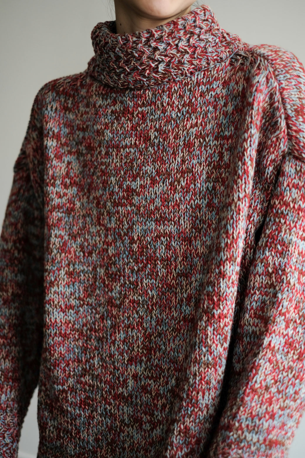 Mix Color Hi-neck Loose Knit (ls24338K)