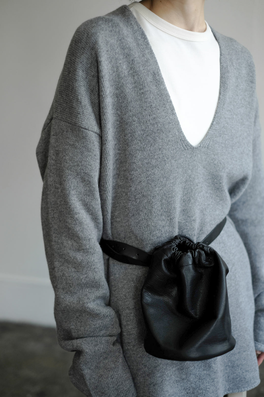 Italian Cash Wool Yoke Knit Tunic (ls24307K)