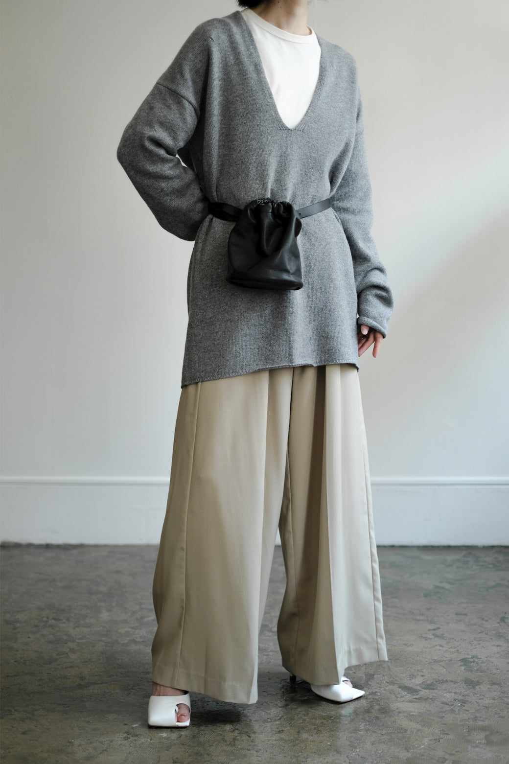 Italian Cash Wool Yoke Knit Tunic (ls24307K)